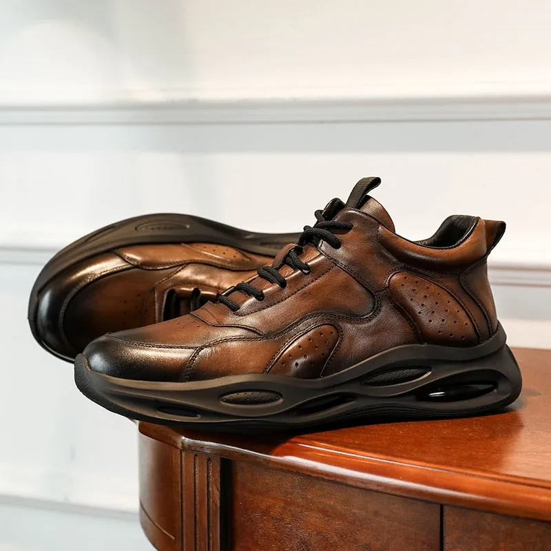 DESAI Men's Casual Genuine Leather Sneakers