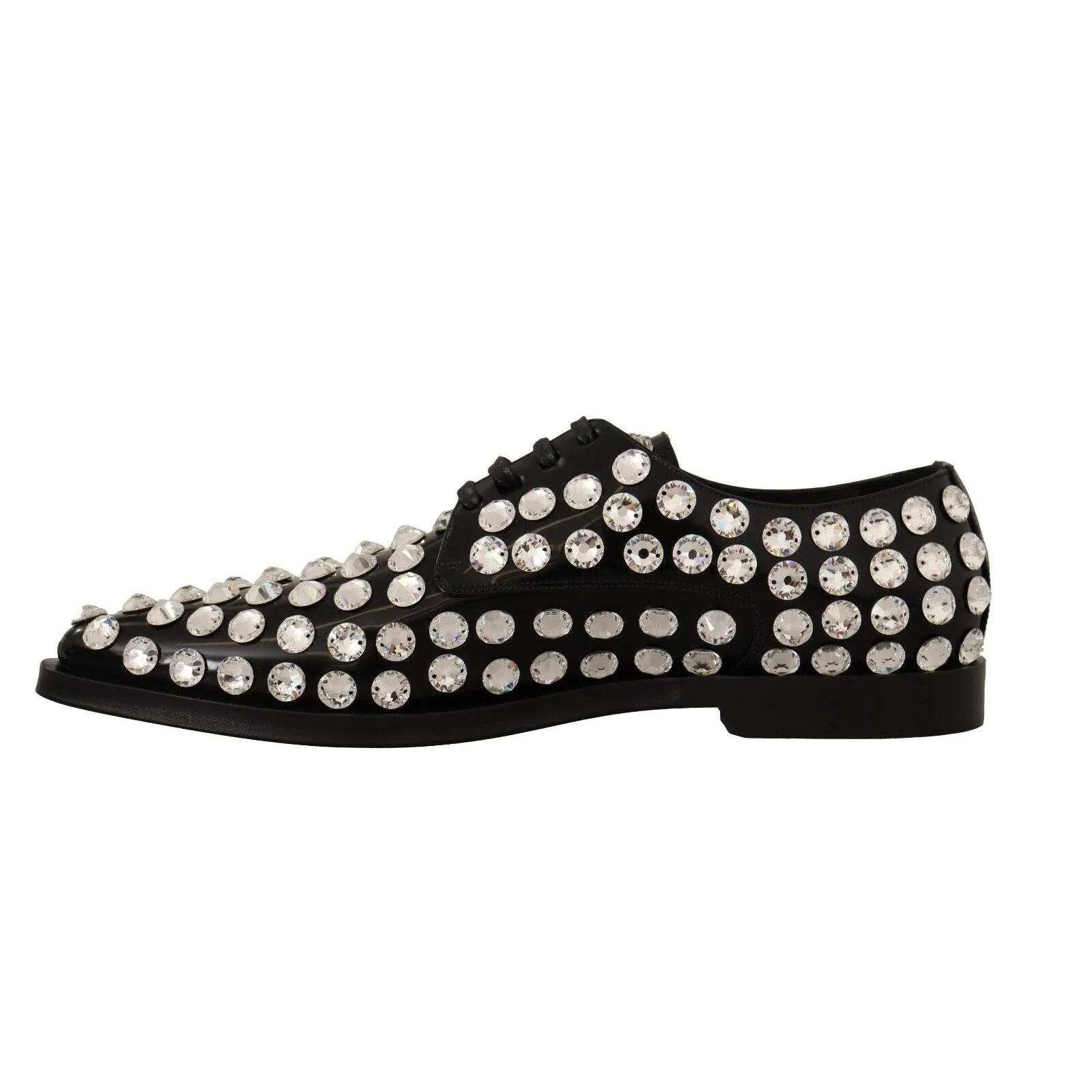 Dolce & Gabbana Crystal-Embellished Leather Formal Flats