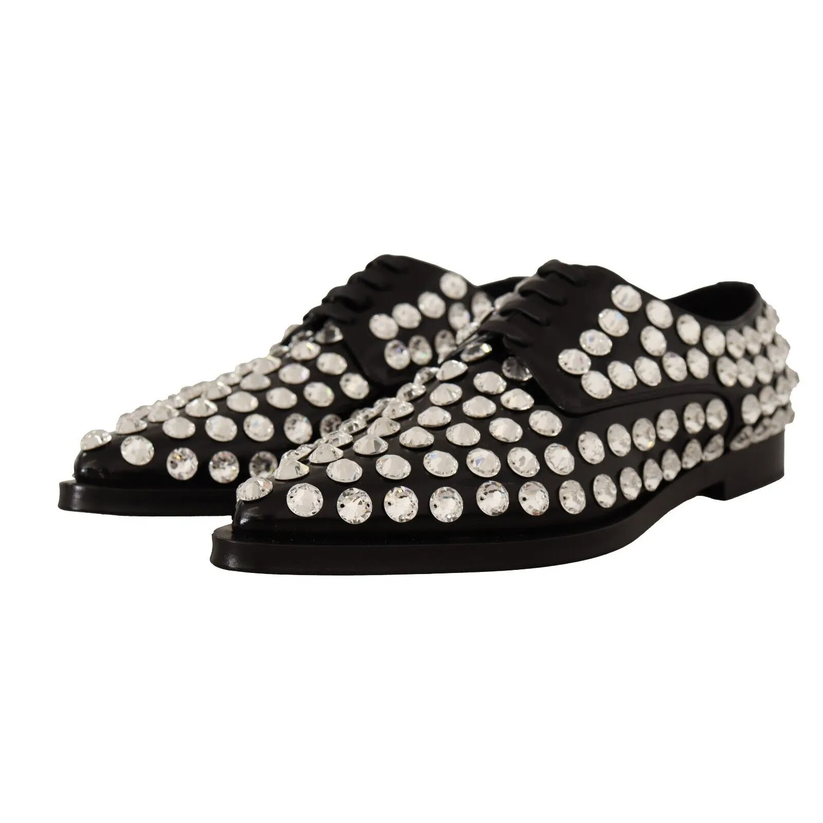 Dolce & Gabbana Crystal-Embellished Leather Formal Flats