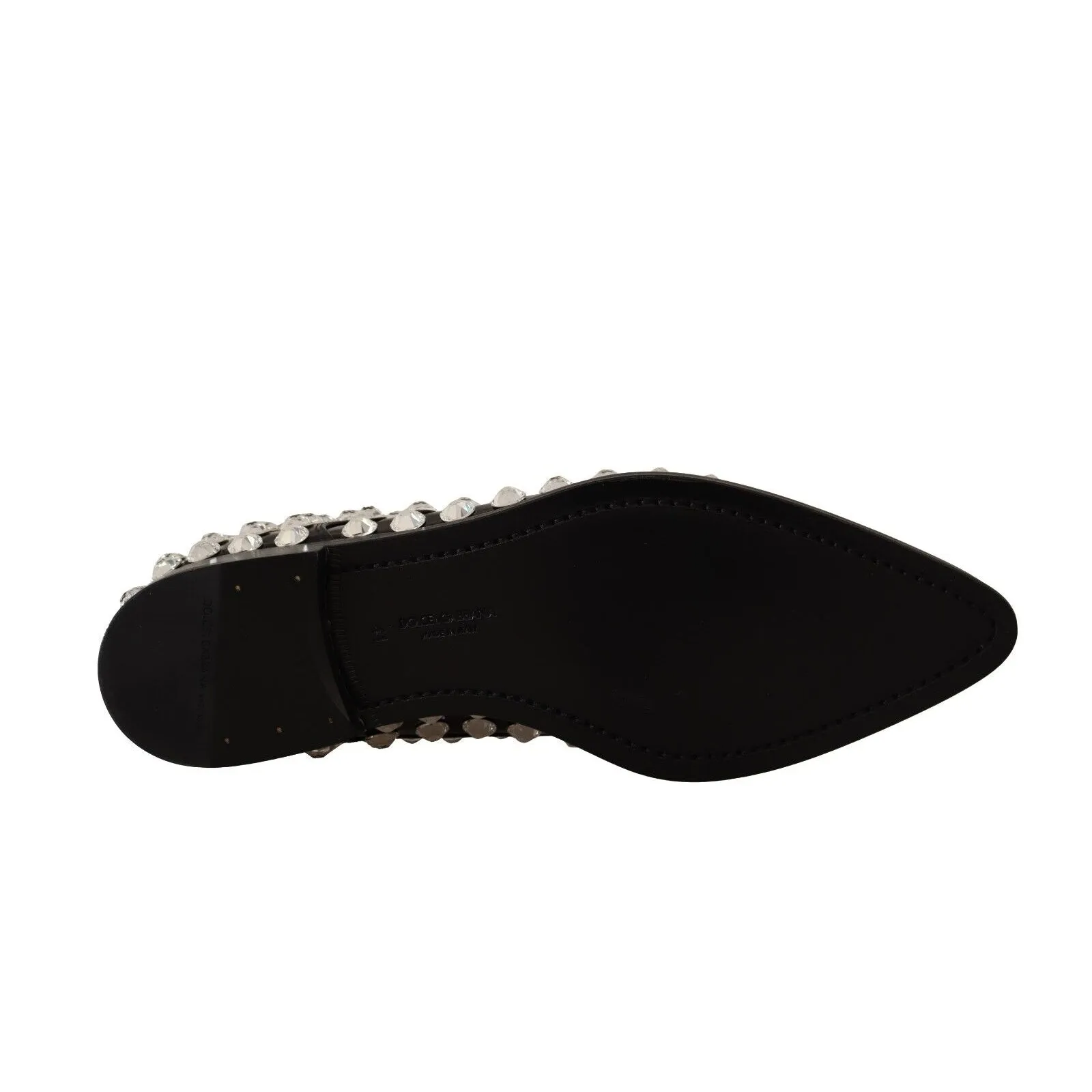 Dolce & Gabbana Crystal-Embellished Leather Formal Flats