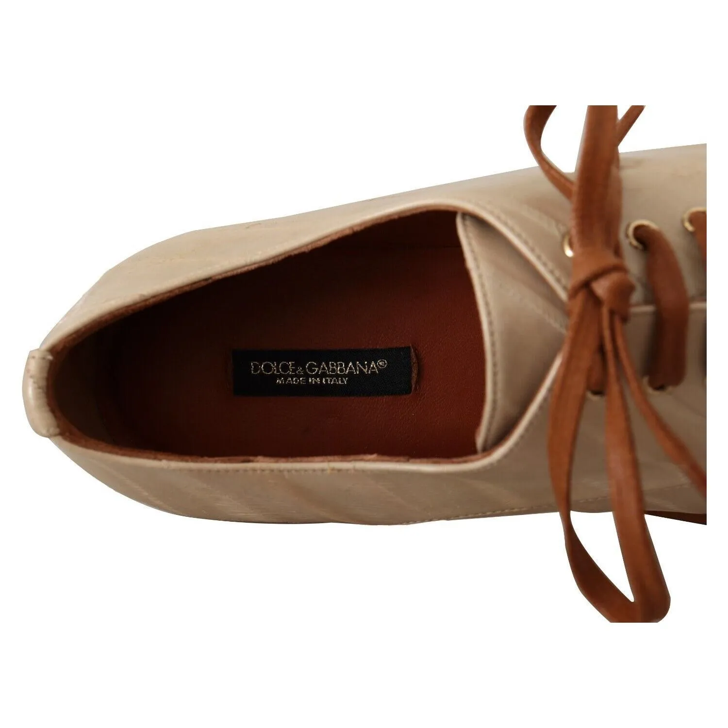 Dolce & Gabbana Elegant Beige Eel Leather Formal Flats