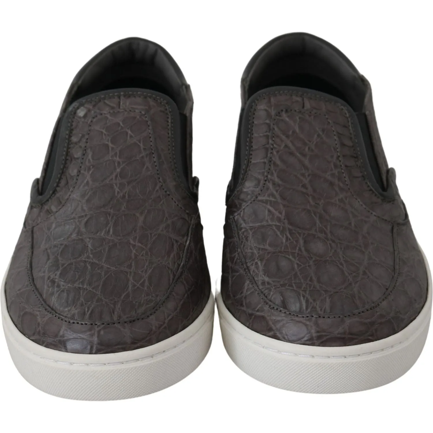 Dolce & Gabbana Elegant Gray Caiman Leather Loafers