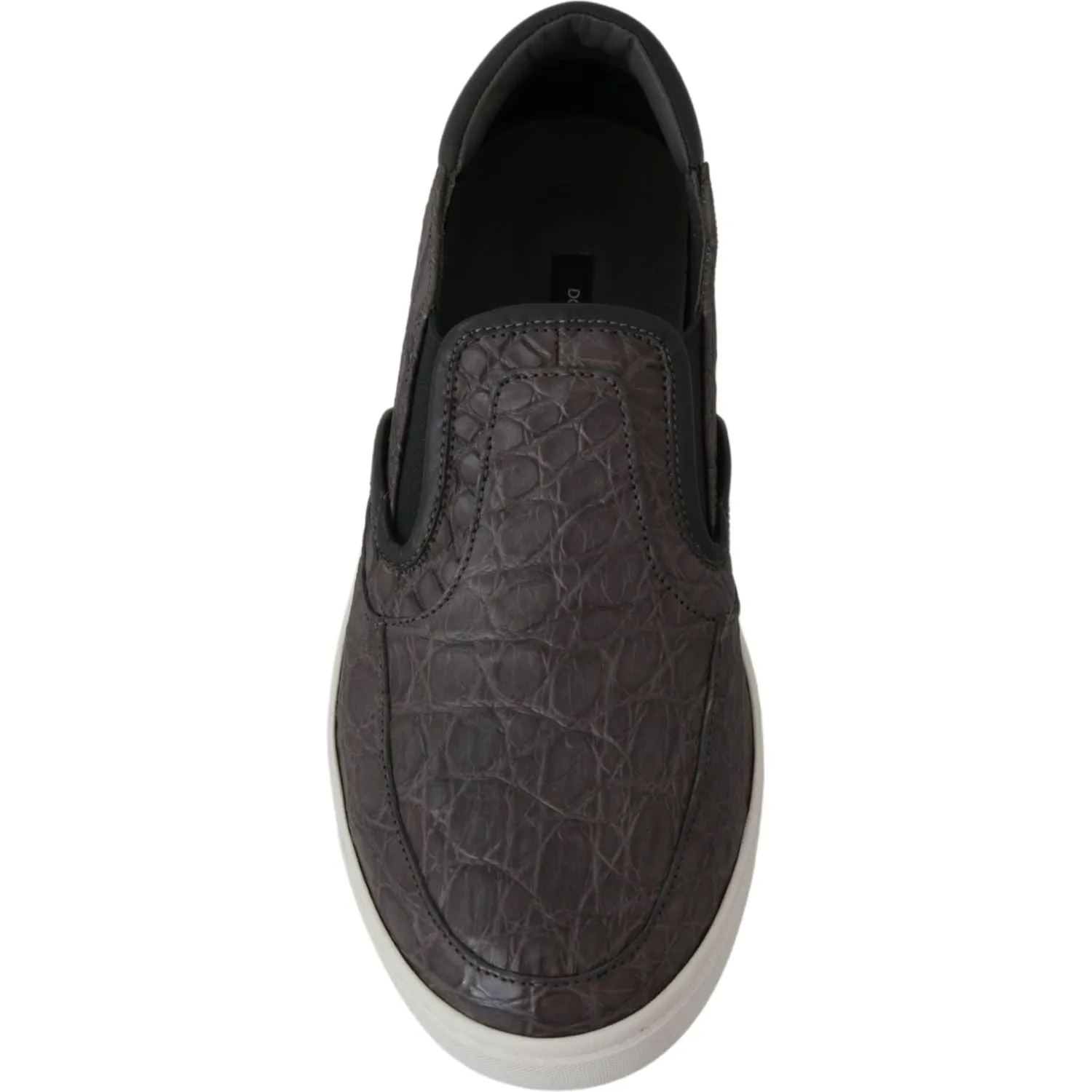 Dolce & Gabbana Elegant Gray Caiman Leather Loafers