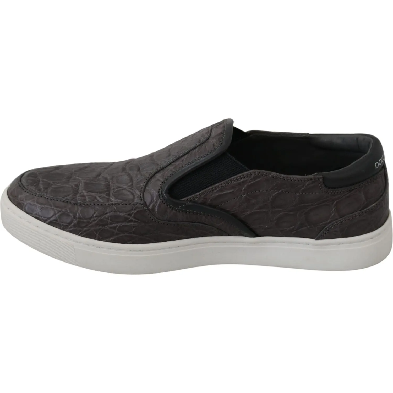 Dolce & Gabbana Elegant Gray Caiman Leather Loafers