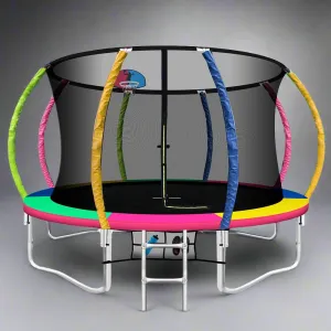 Everfit Trampoline for Kids 12FT with Ladder Enclosure Safety Net Rebounder Colors