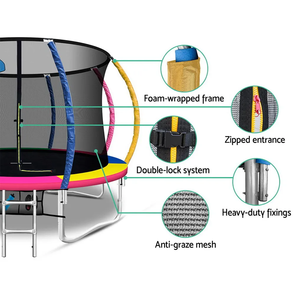 Everfit Trampoline for Kids 12FT with Ladder Enclosure Safety Net Rebounder Colors