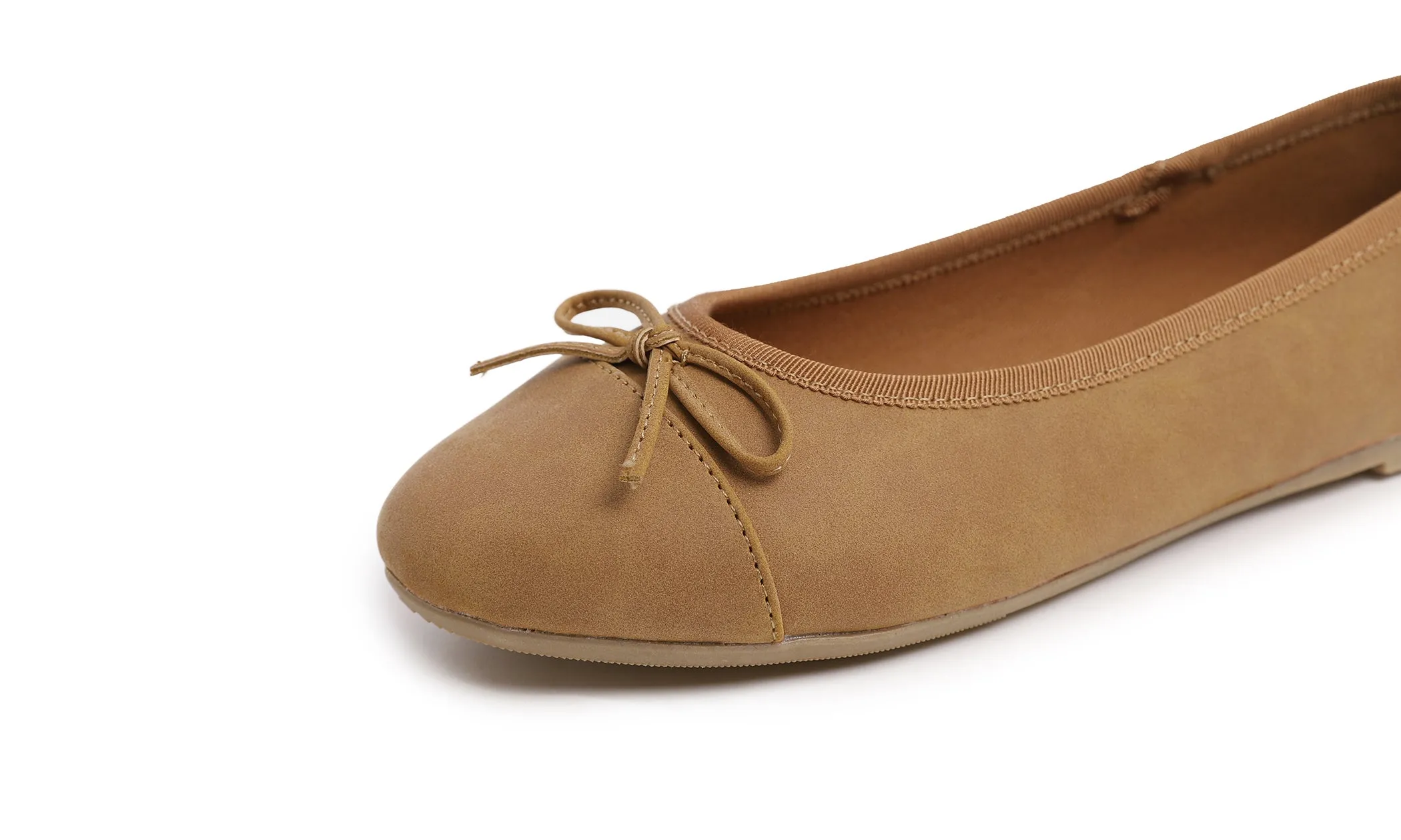 Feversole Women's Bow Tie Fashion Dress Slip On Shoes Round Toe Ballet Flat Nubuck Toe Cap