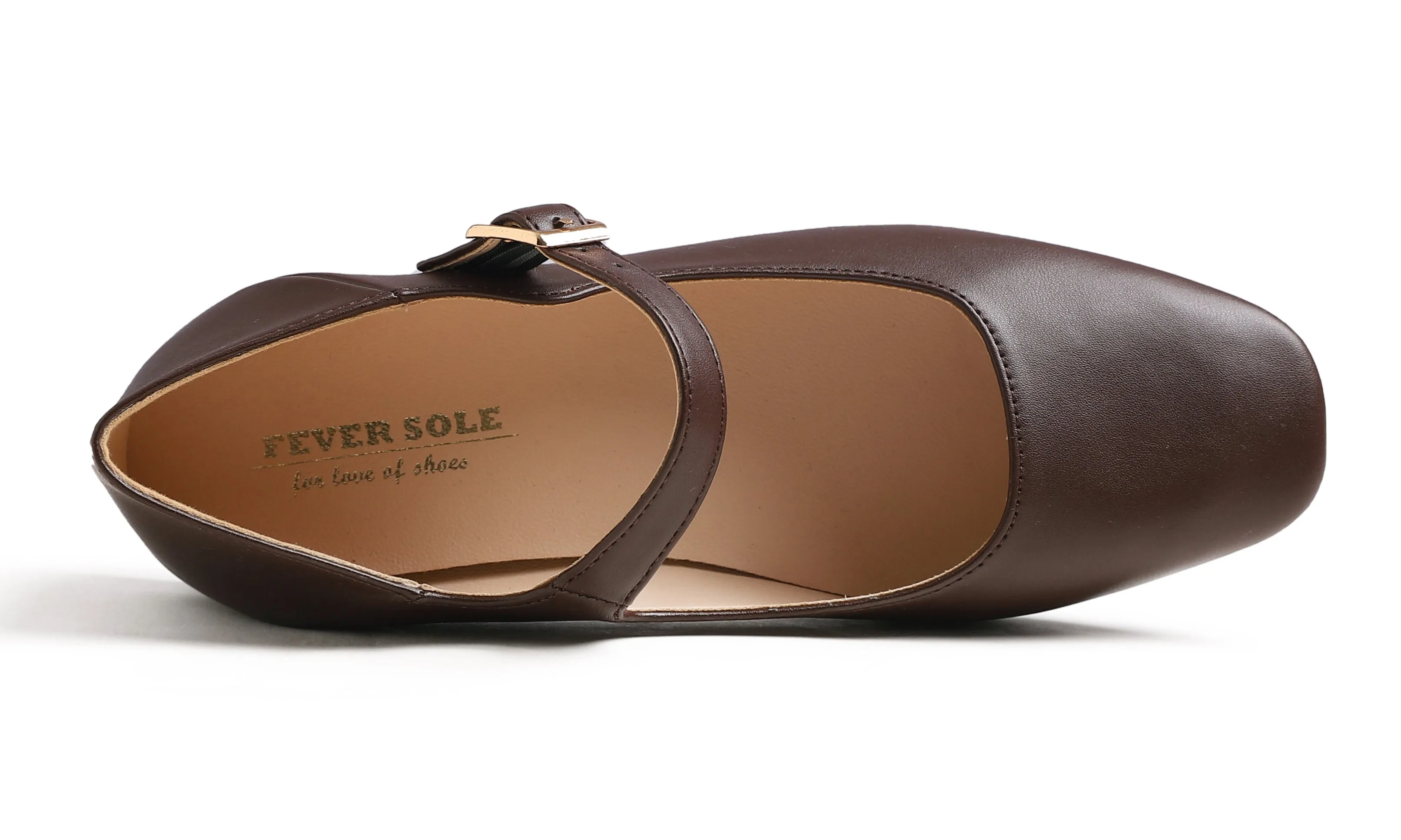 Feversole Women's Mary Jane Fashion Square Toe Easy Buckle Low Heel Slip On Flats Vegan Leather