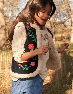Frill Embroidered Woven Top-Ivory Embroidered Floral