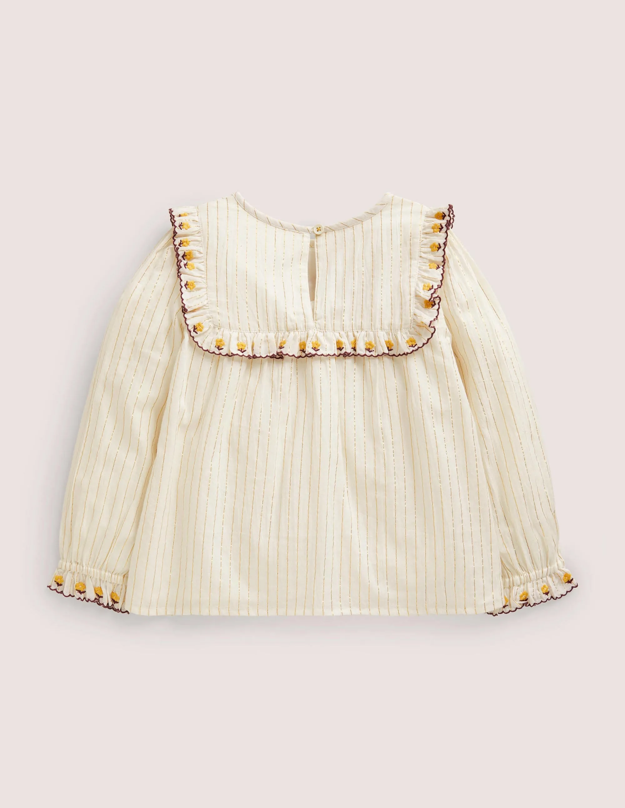 Frill Embroidered Woven Top-Ivory Embroidered Floral