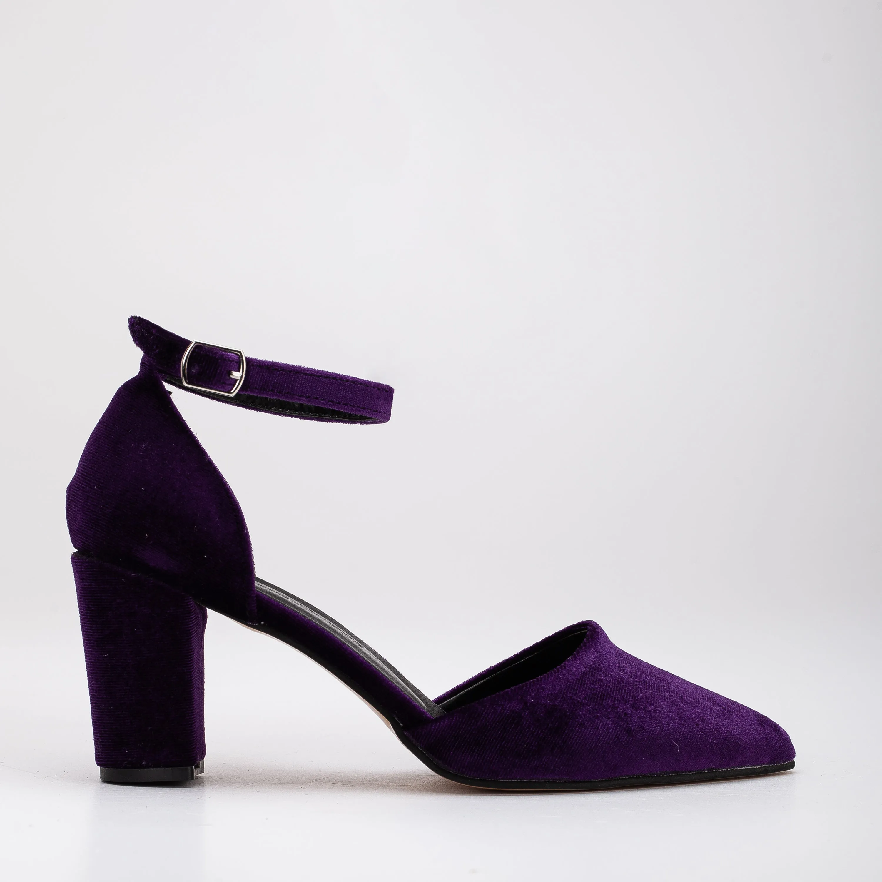 Gisele - Purple Velvet Shoes with Ribbon