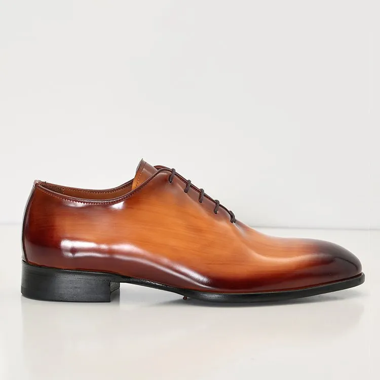 Hand Paint Patina Patent Leather Oxfords - Brown