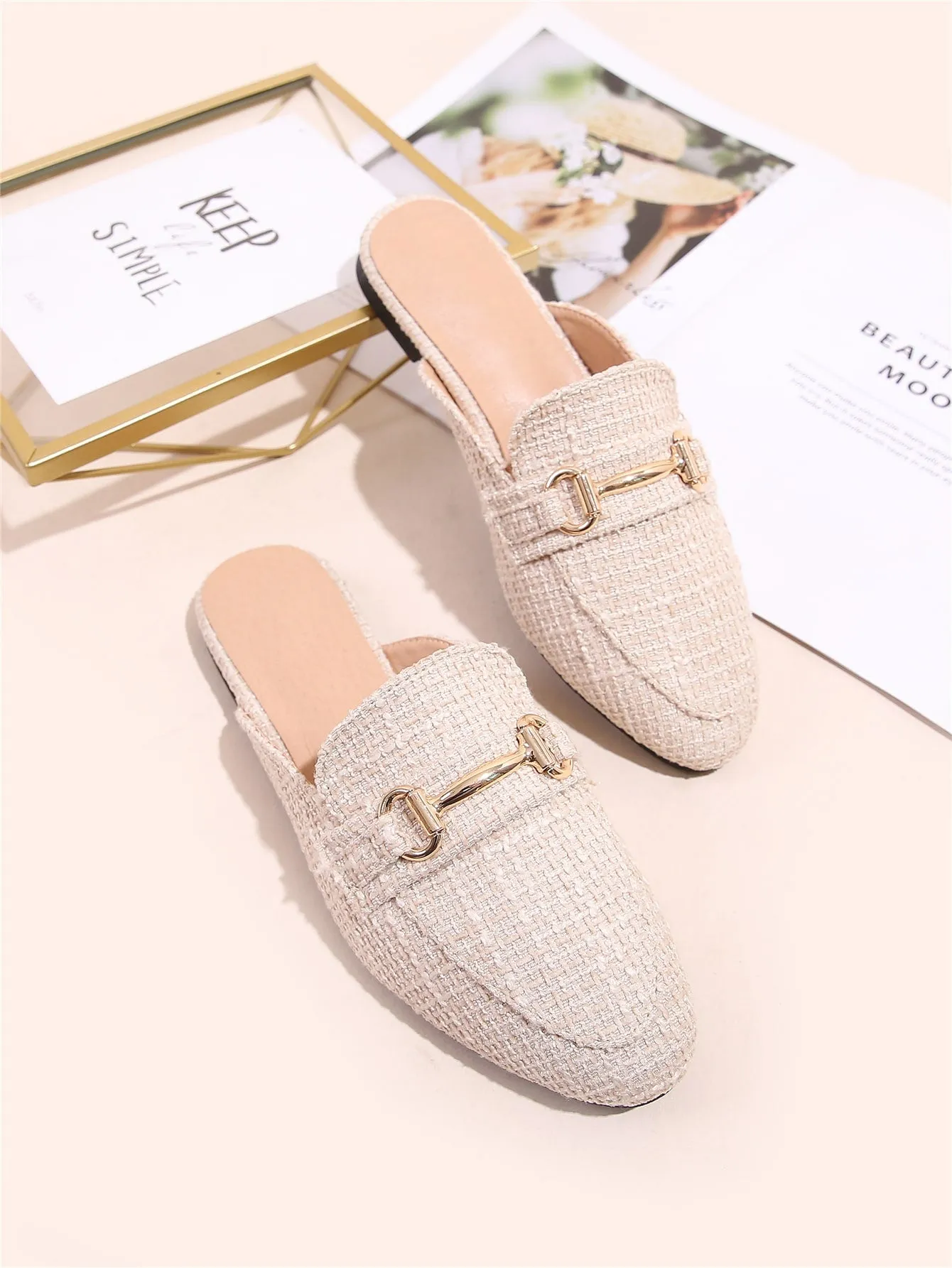 Horsebit Decor Croc Embossed Loafer Mules
