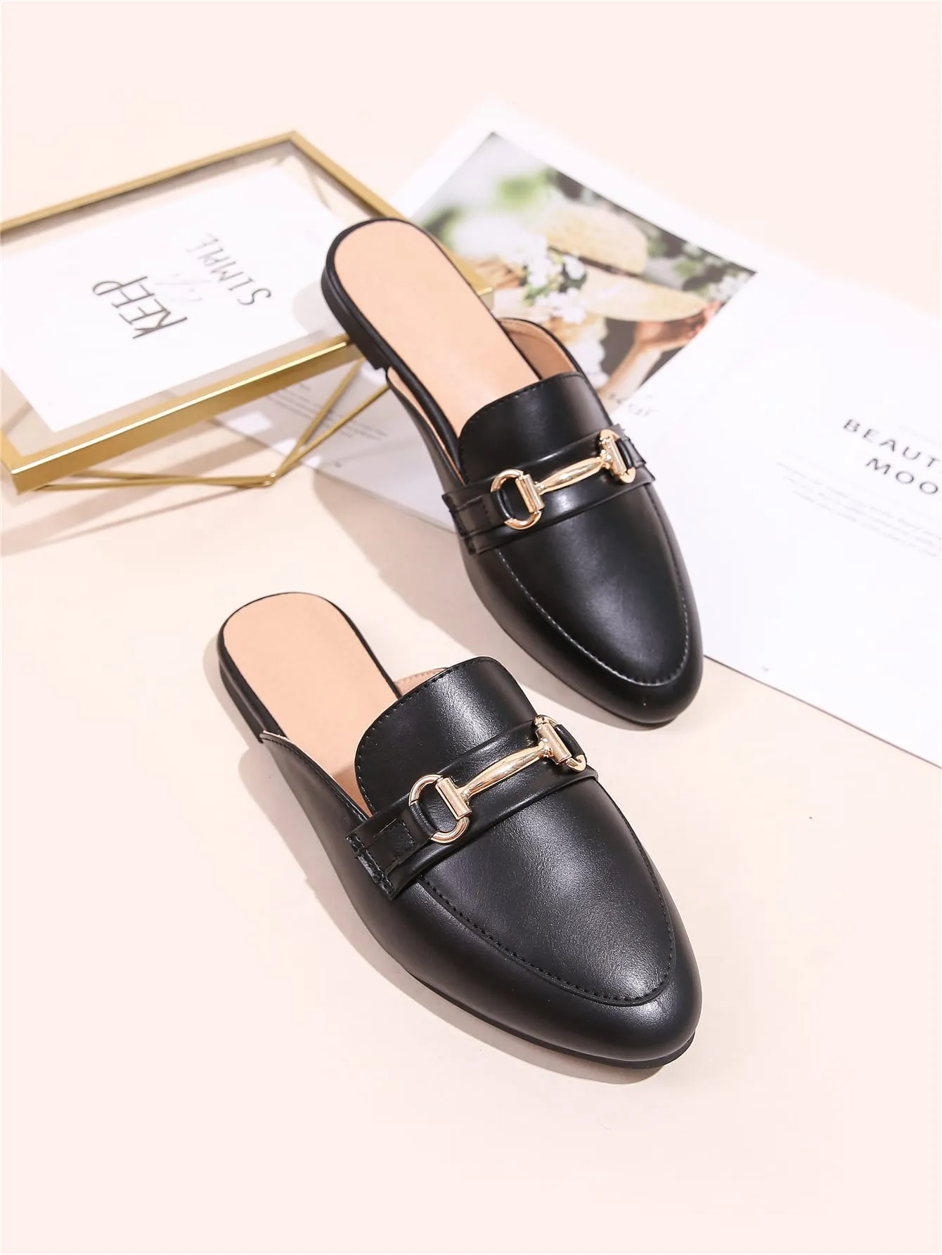Horsebit Decor Croc Embossed Loafer Mules
