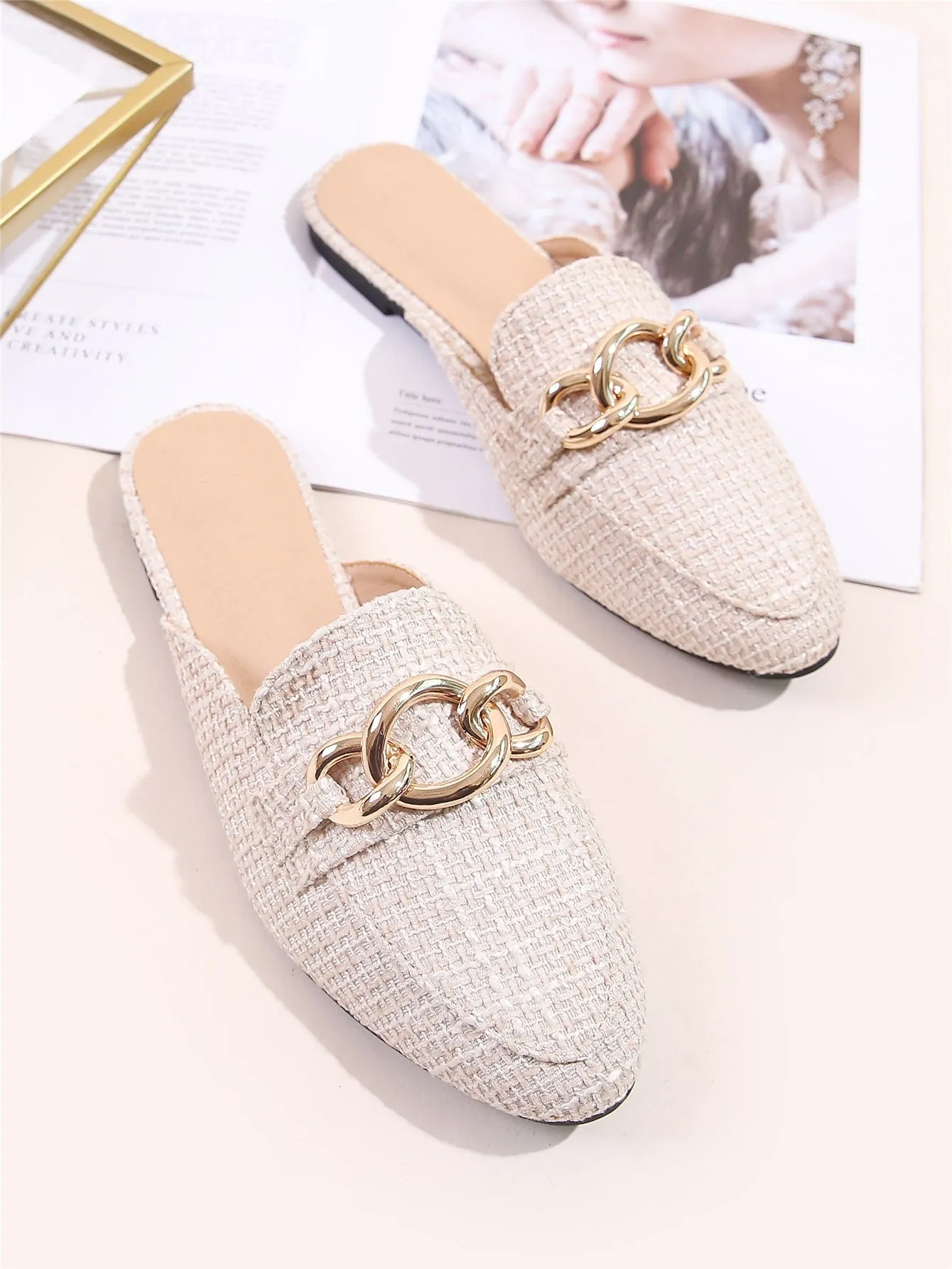 Horsebit Decor Croc Embossed Loafer Mules
