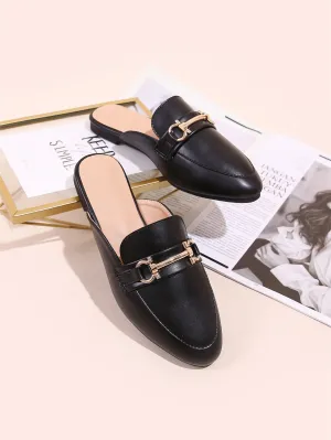 Horsebit Decor Croc Embossed Loafer Mules