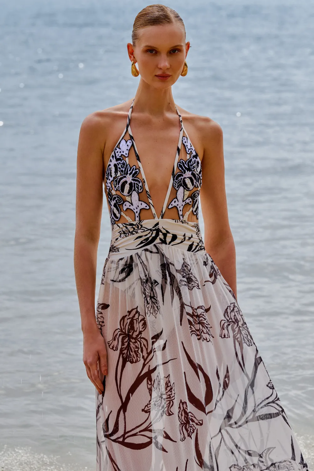 IRIS EMBROIDERED BEACH DRESS