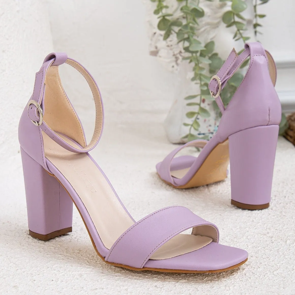 Jess - Lavender Open Toe Block Heels