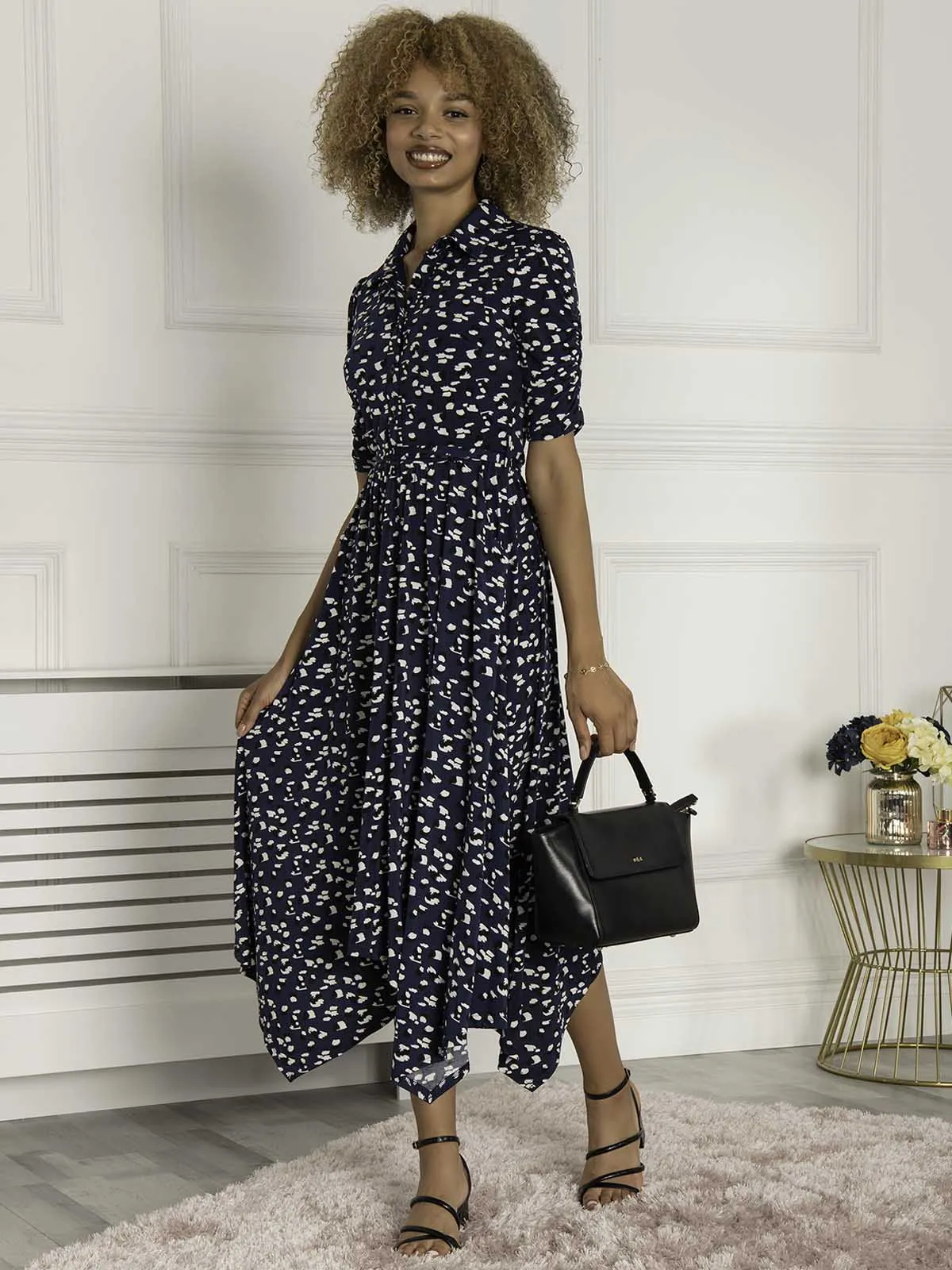 Jolie Moi Alys Hanky Hem Dress, Dark Teal