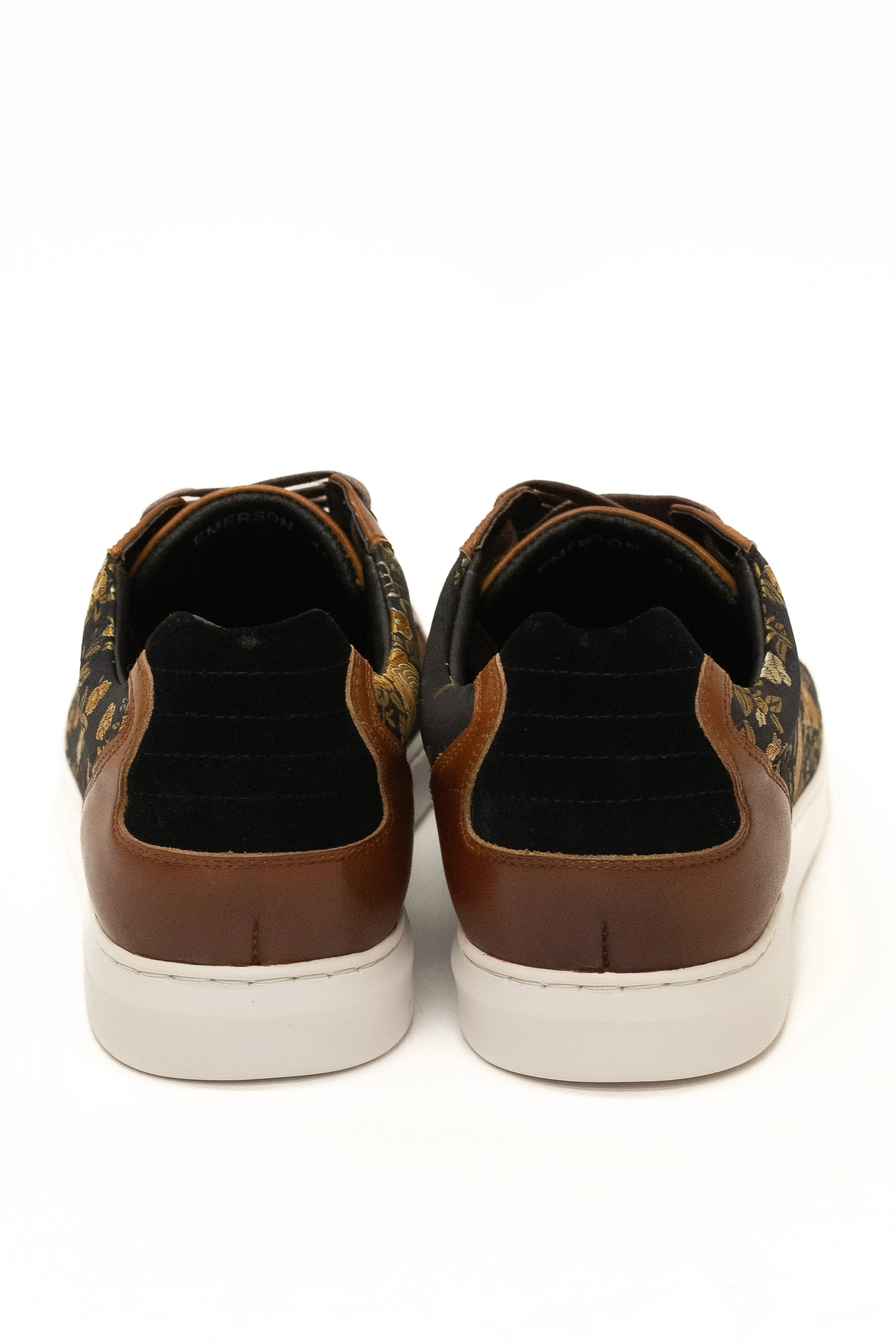 Justin Reess Emmerson Brown Leather Floral Sneakers