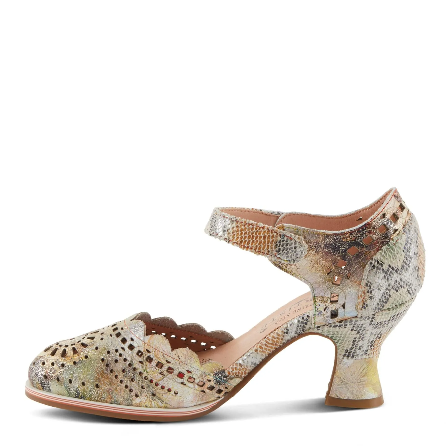 L'Artiste Women's Luxe Mary Jane Heels- Beige Multi