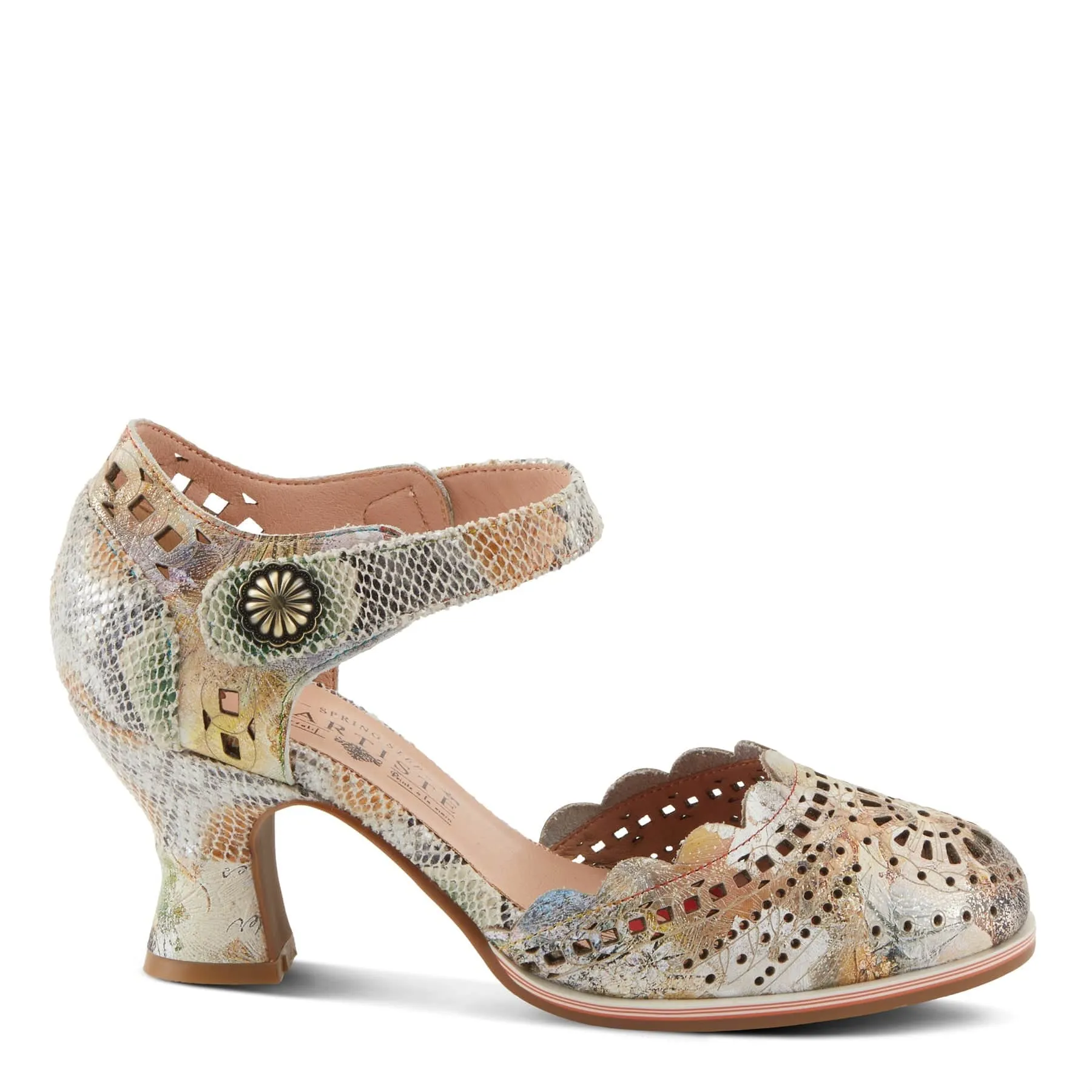 L'Artiste Women's Luxe Mary Jane Heels- Beige Multi
