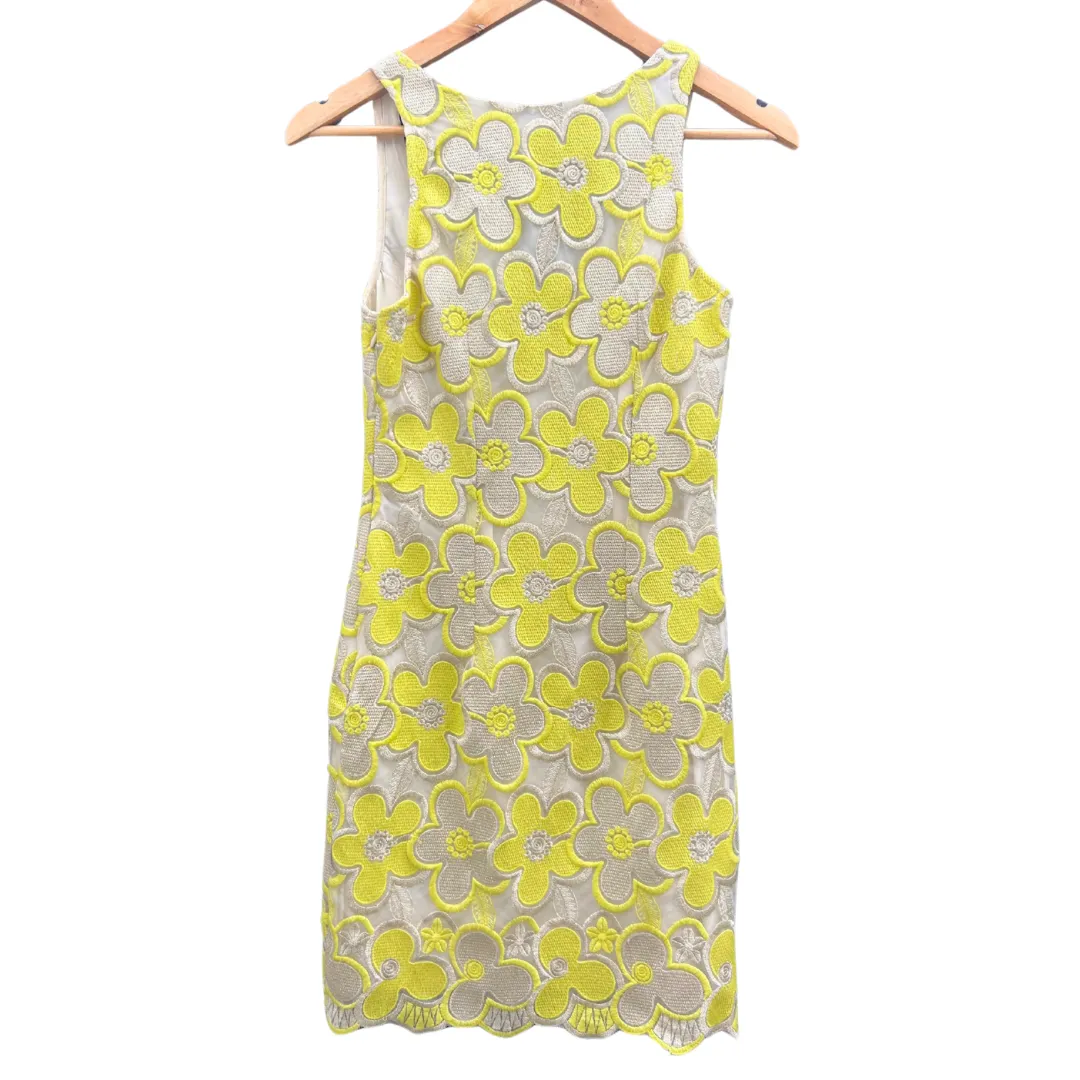 Lemon Yellow & Metallic 60’s Inspired Mini-Dress