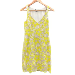 Lemon Yellow & Metallic 60’s Inspired Mini-Dress