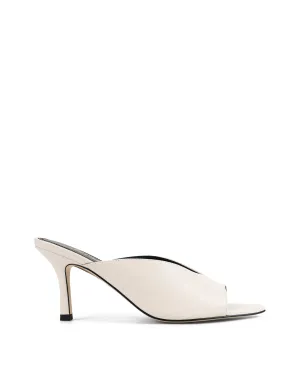 Mabel Point Toe Mules - Chalk White Leather