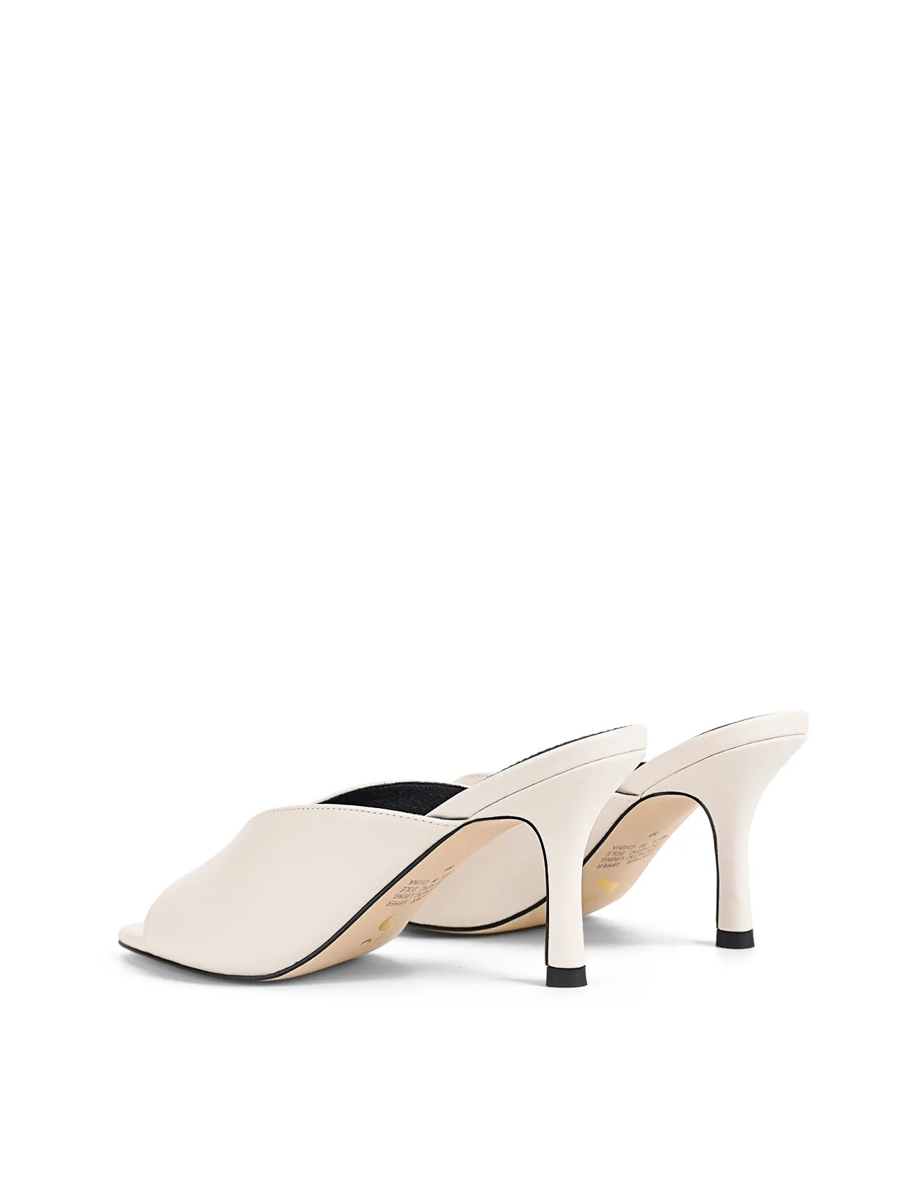 Mabel Point Toe Mules - Chalk White Leather