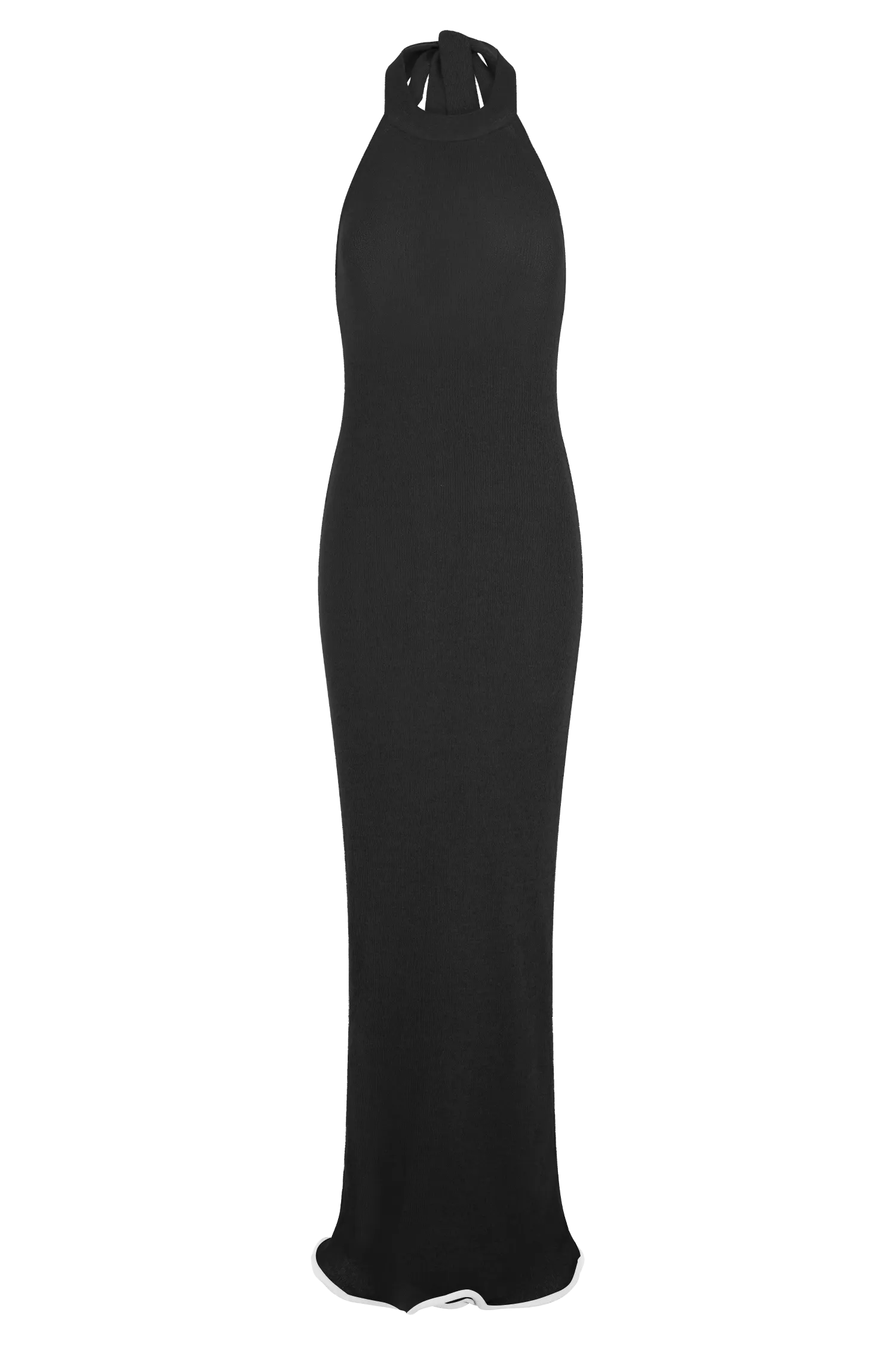 Melodie Halter Knit Maxi Dress - Black/White