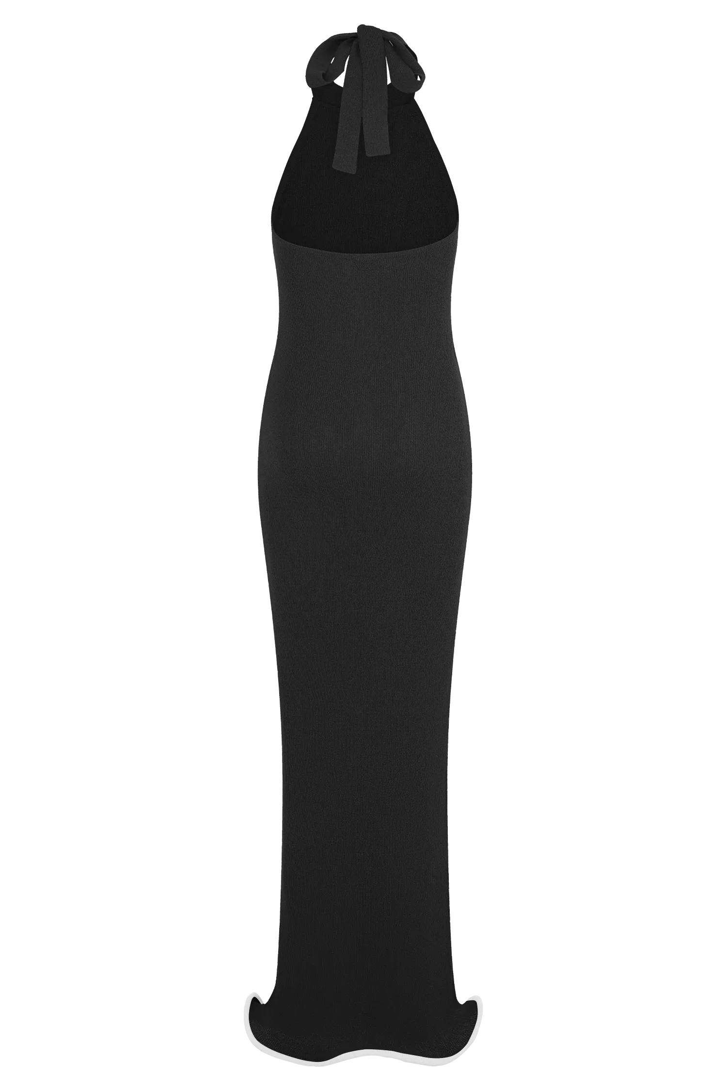 Melodie Halter Knit Maxi Dress - Black/White