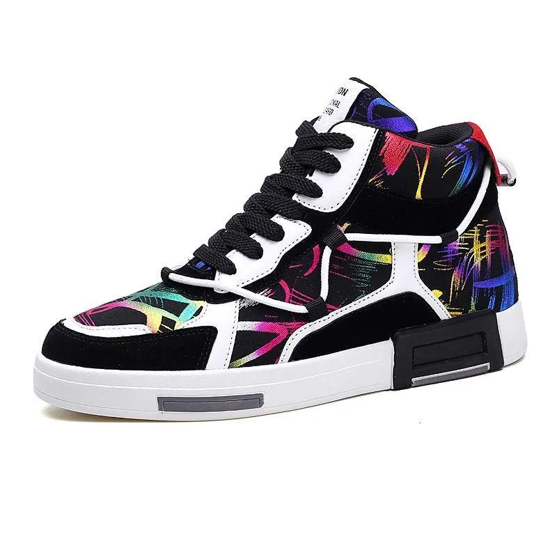 Men's High Top Graffiti Printed Sneakers
