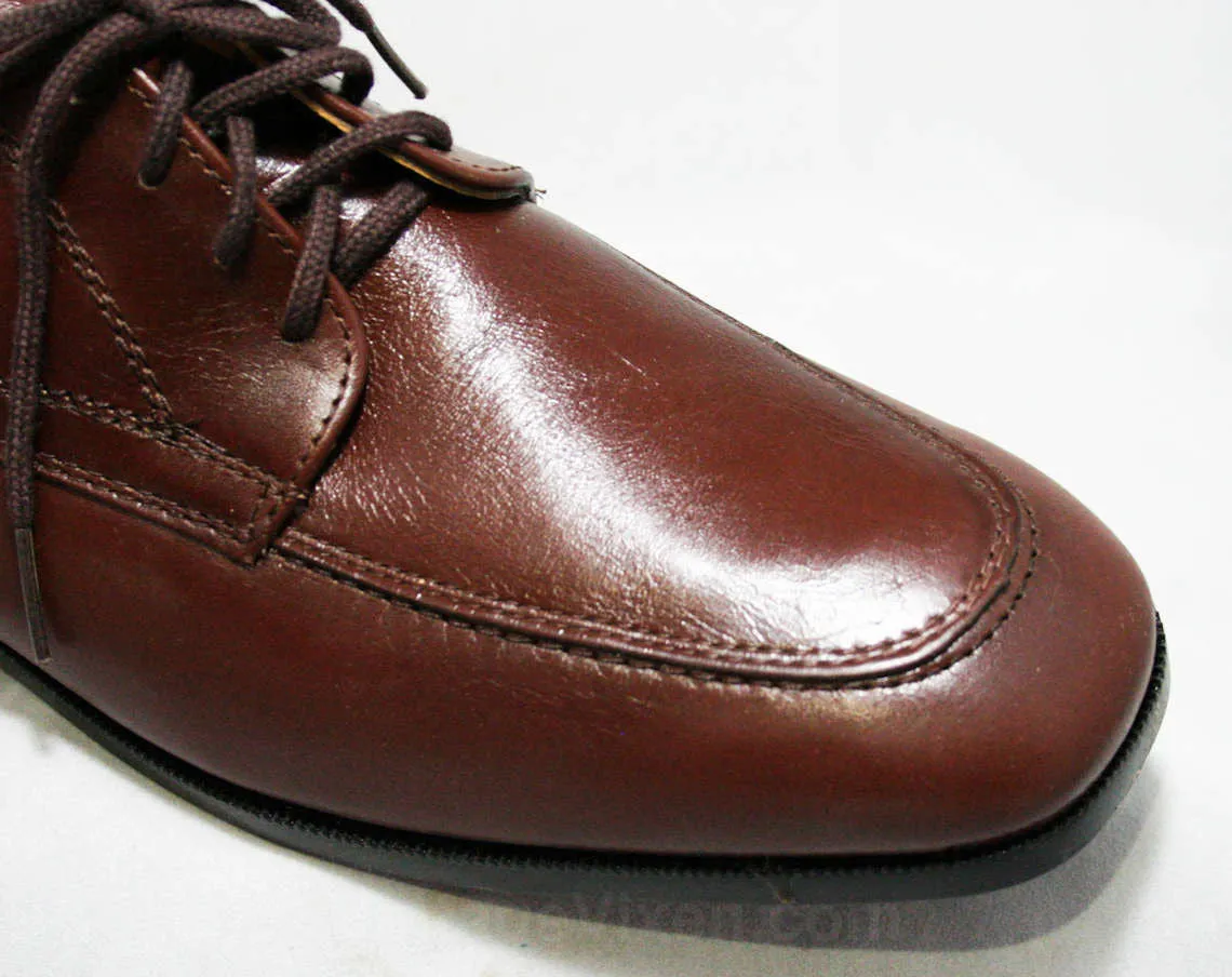 Men's Size 10 Shoes - 1960s Brown Leather Mens Oxfords - 10D Wide Width - Barclay - 60's Classic Dress Shoe - Original Box - 60s Deadstock