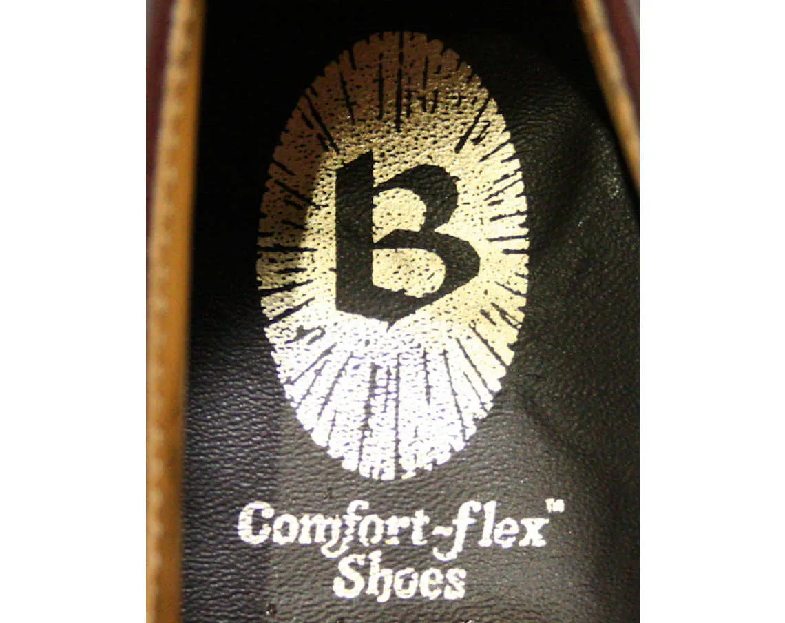 Men's Size 10 Shoes - 1960s Brown Leather Mens Oxfords - 10D Wide Width - Barclay - 60's Classic Dress Shoe - Original Box - 60s Deadstock