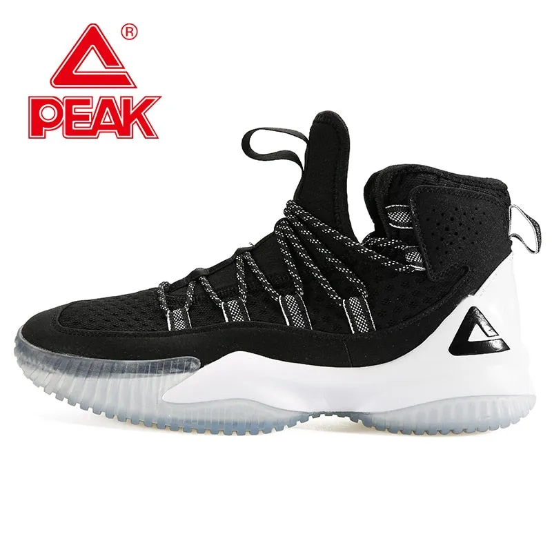 PEAK Men&#39;s Basketball Shoes Court Anti-slip Rebound Basketball Sneakers Light Sports Shoes Breathable Lace-up High Top Gym Boots