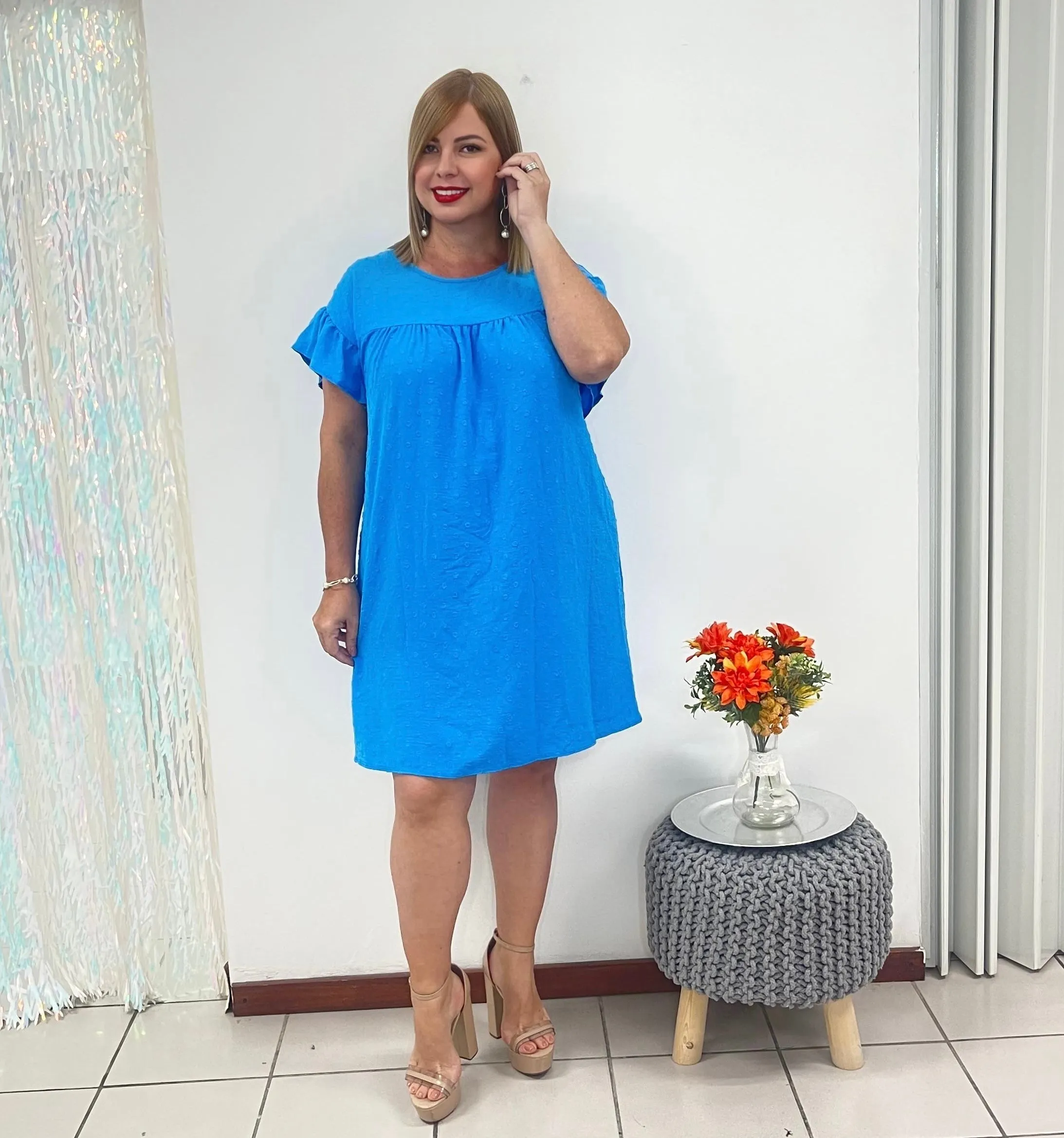 Plus Blue shot Dress