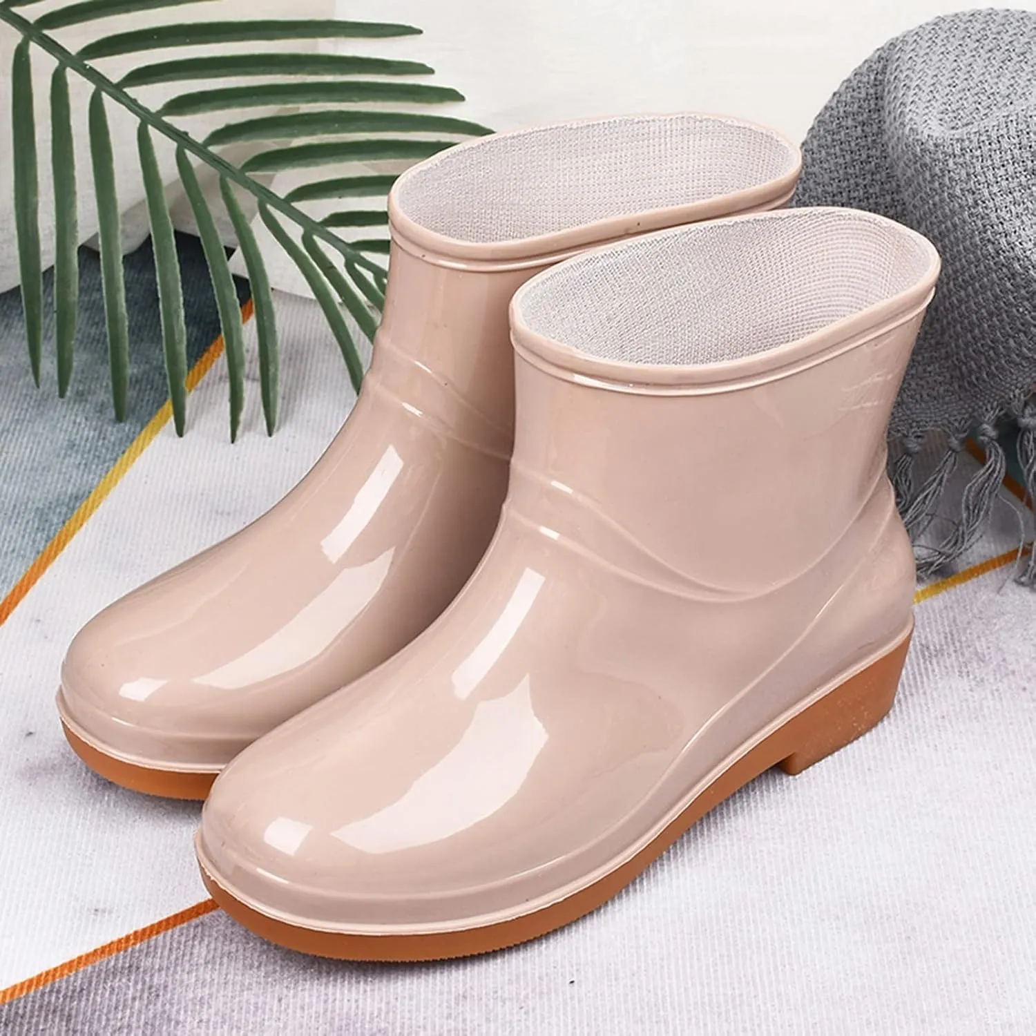 Rain Boots Women Women's Ankle Rain Boots Waterproof Garden Shoes Outdoor Anti-Slipping Work Boot Rain Shoes