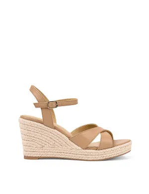 Remmie Rope Wedges - Almond Tan Leather
