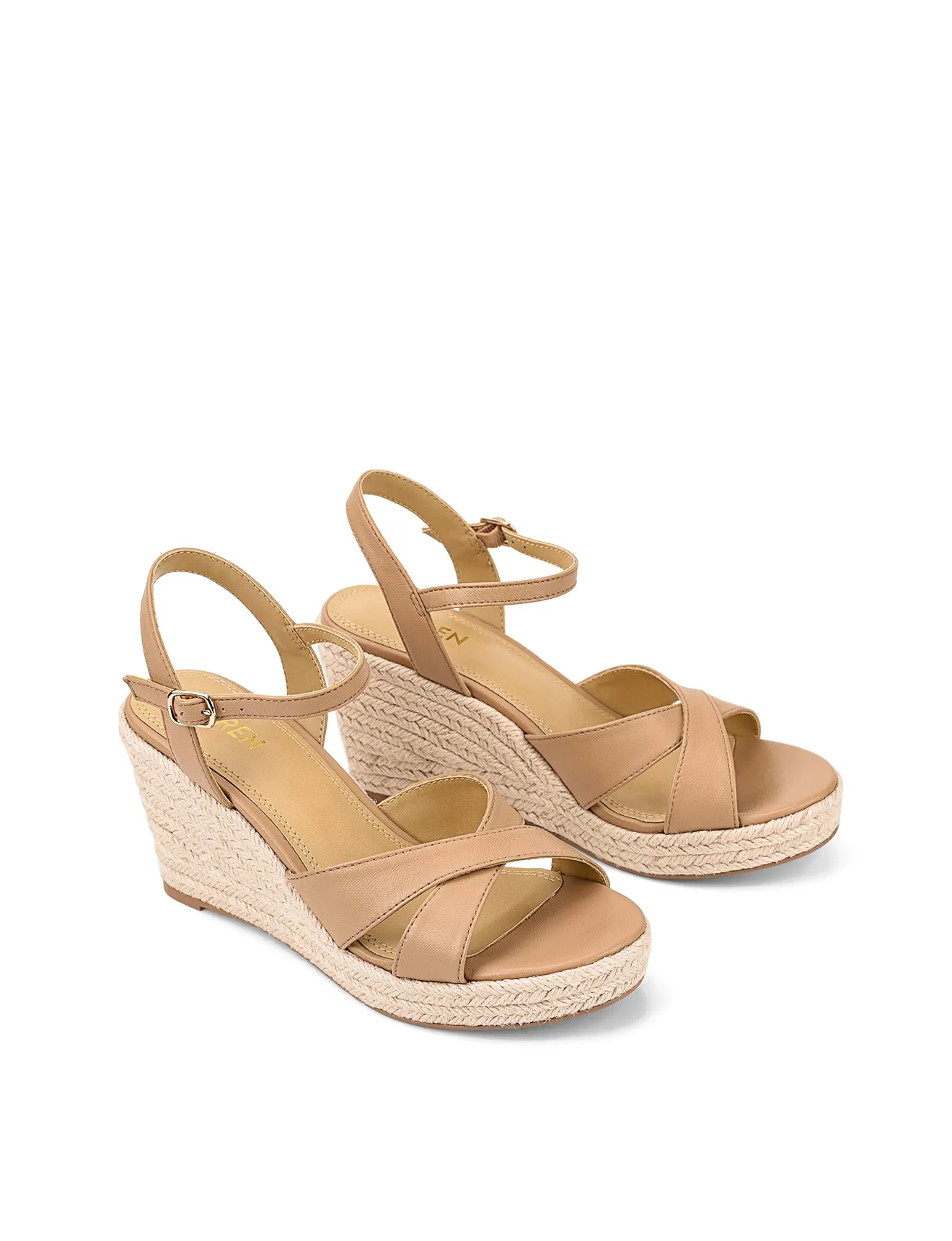 Remmie Rope Wedges - Almond Tan Leather