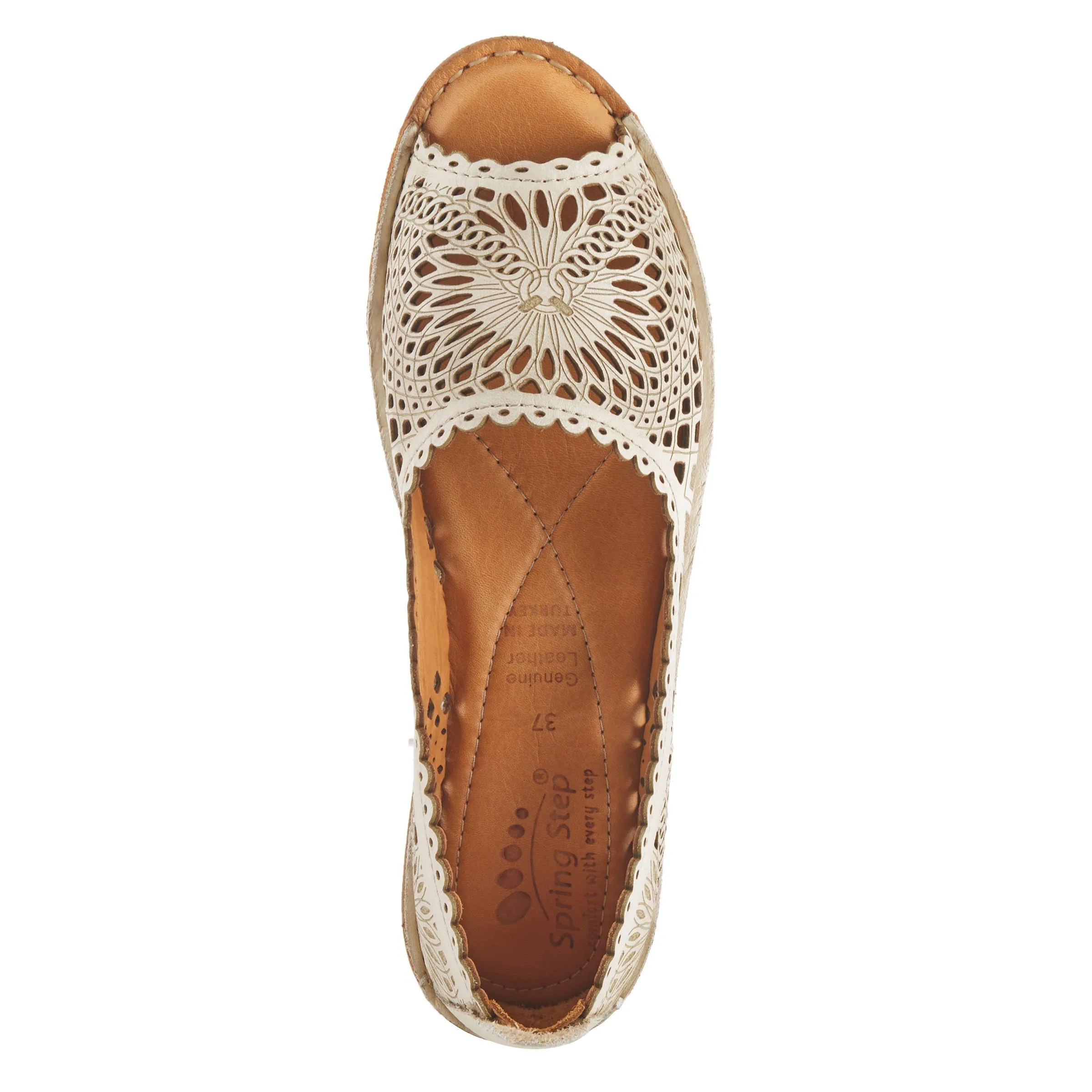 Spring Step Shoes Brandal Women’s Leather Peep Toe Flats