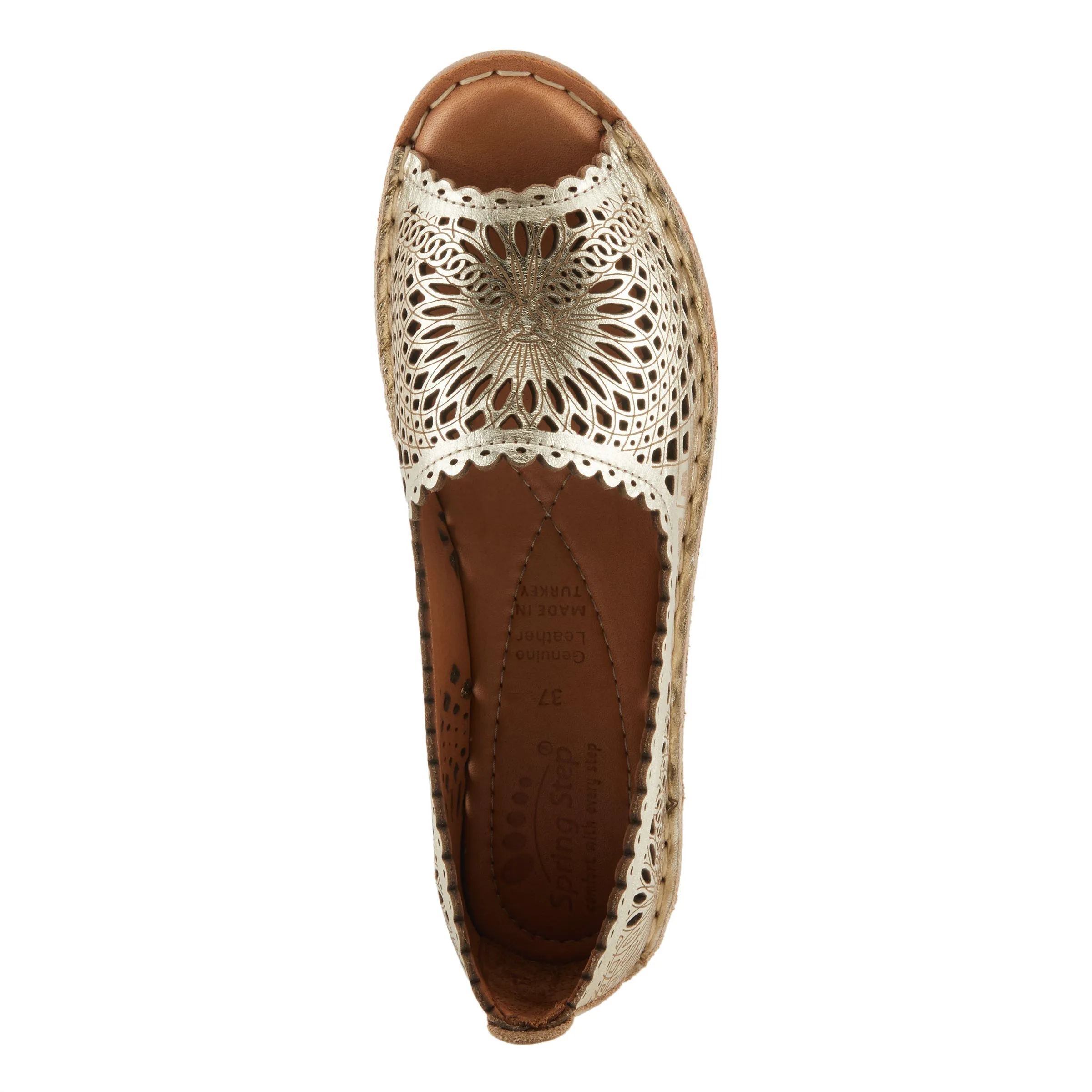 Spring Step Shoes Brandal Women’s Leather Peep Toe Flats