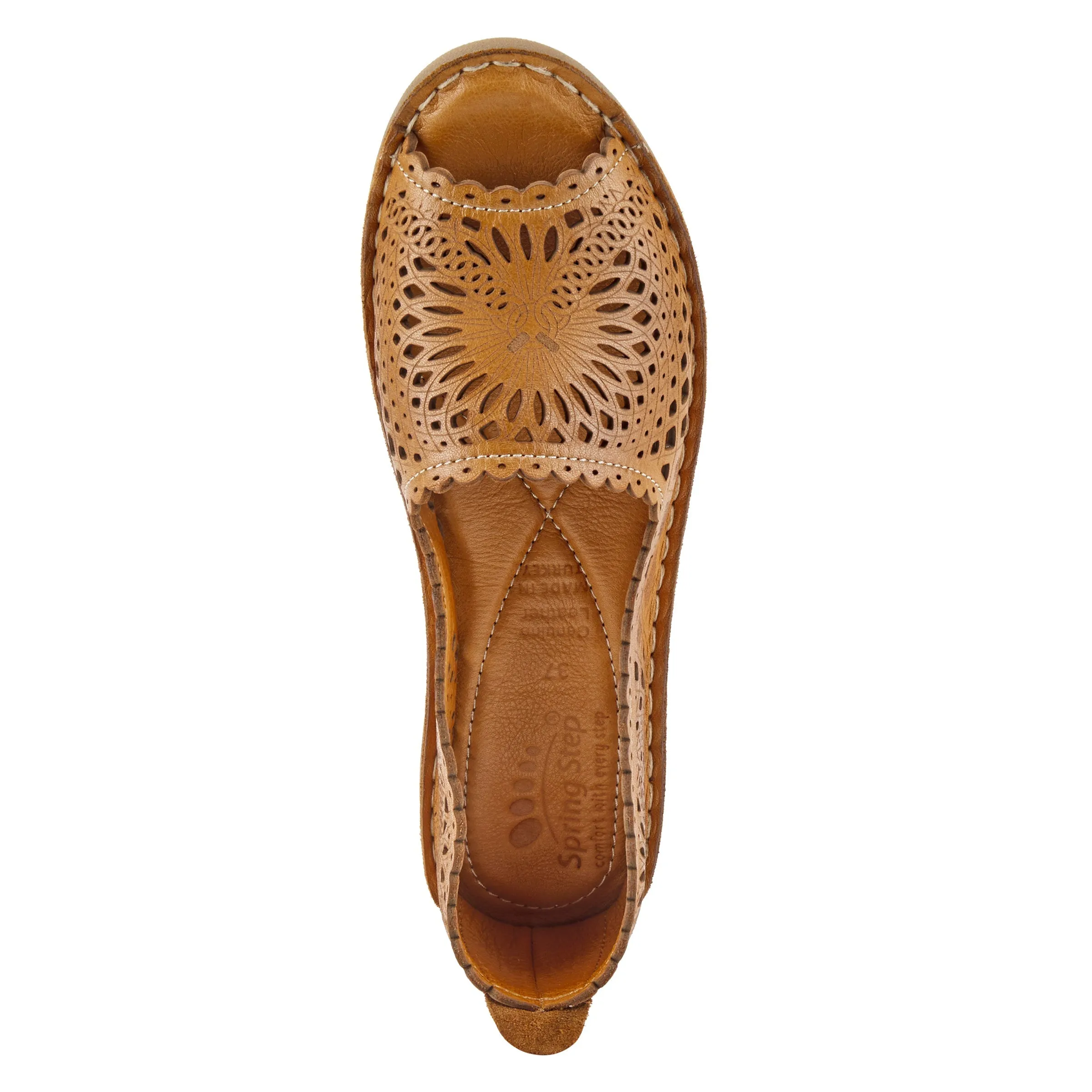 Spring Step Shoes Brandal Women’s Leather Peep Toe Flats