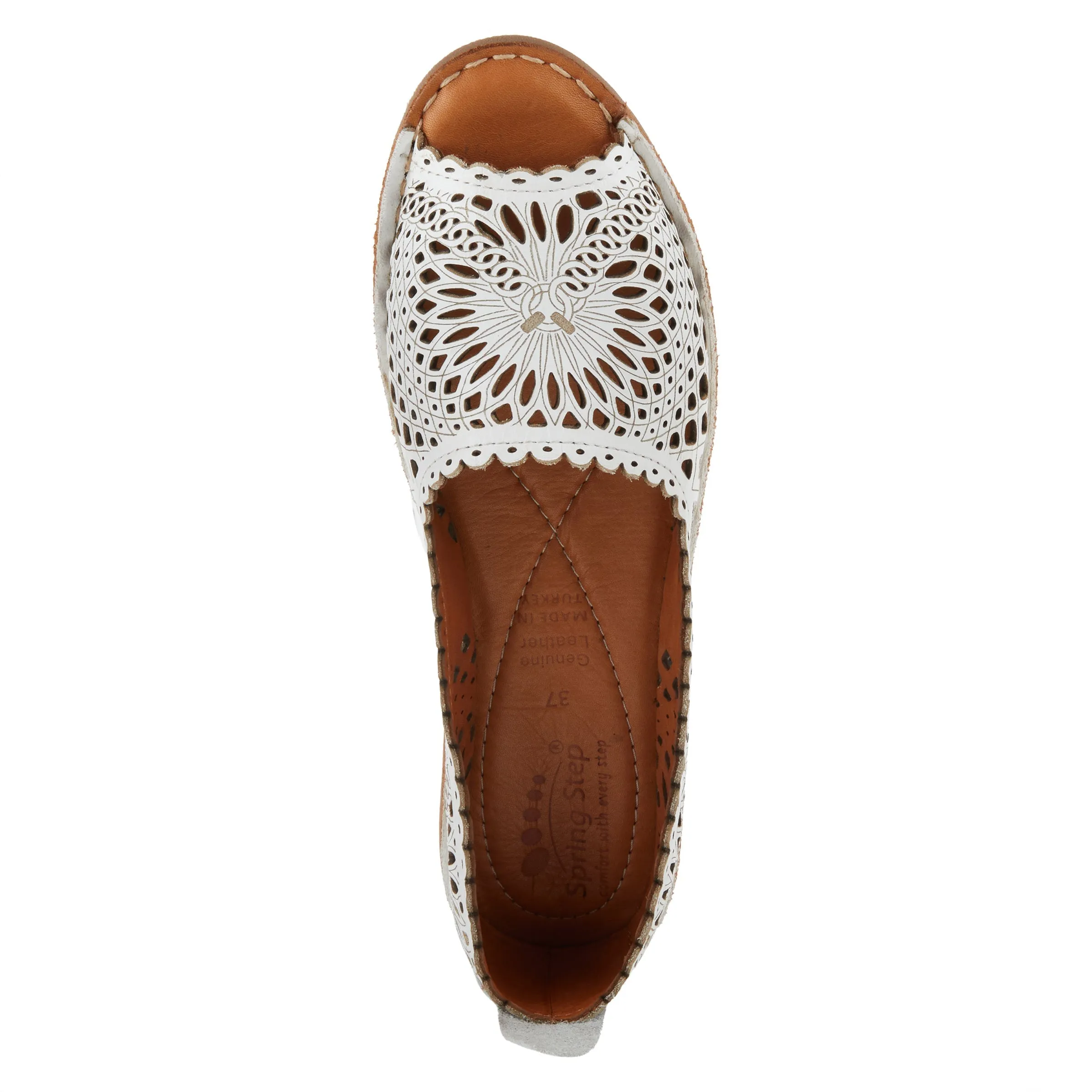 Spring Step Shoes Brandal Women’s Leather Peep Toe Flats