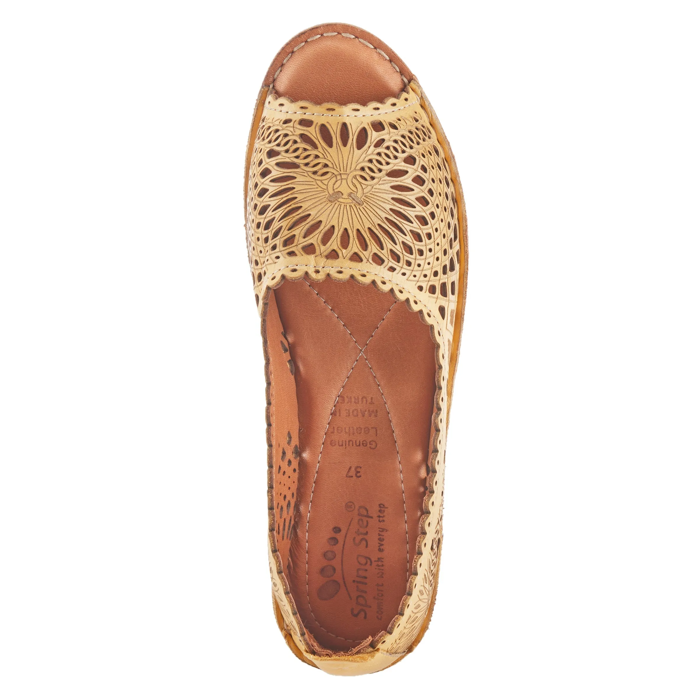 Spring Step Shoes Brandal Women’s Leather Peep Toe Flats
