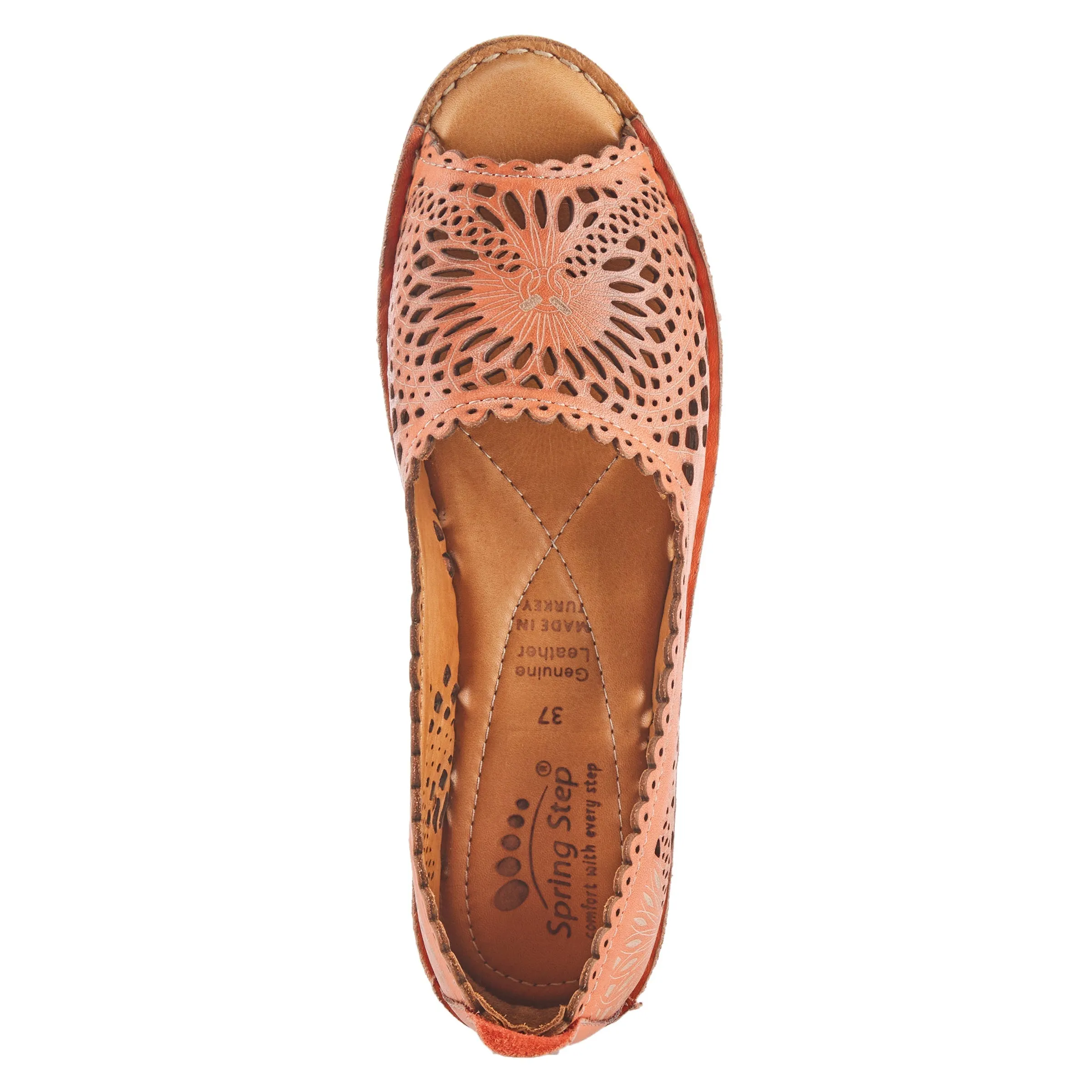 Spring Step Shoes Brandal Women’s Leather Peep Toe Flats