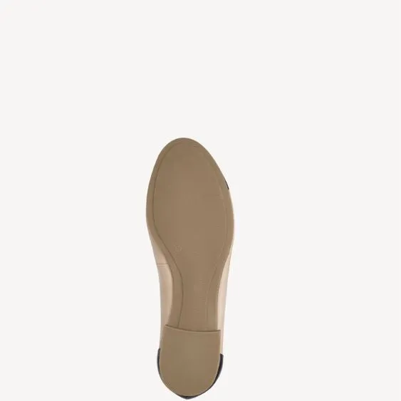 Tamaris Beige and Black Leather Ballerina Pump