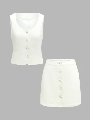 Tweed Short Skirt Set