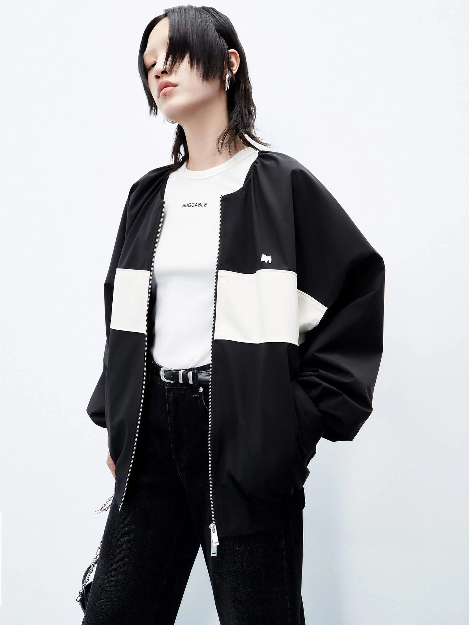 Two Tone Collarless Jacket