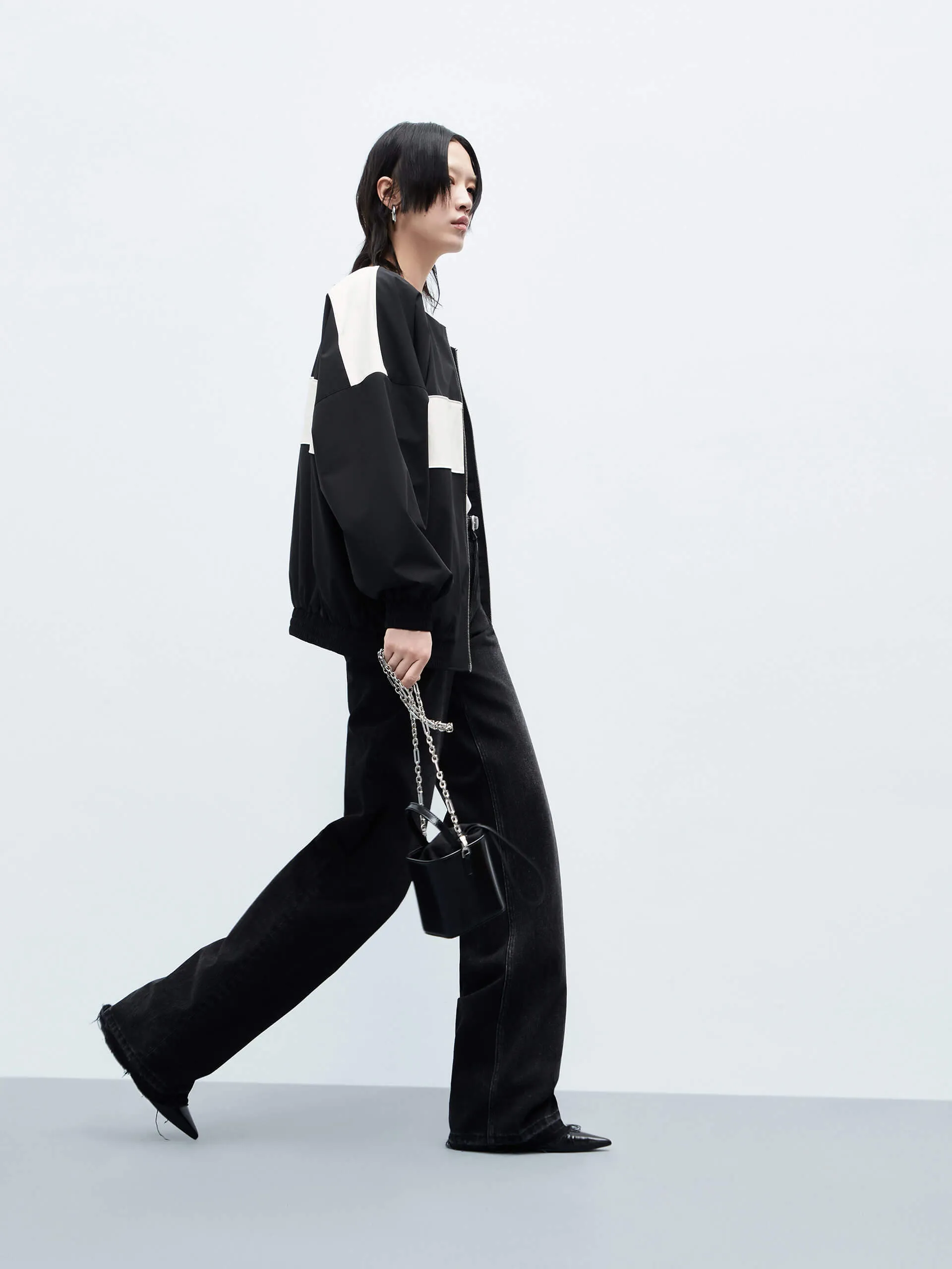 Two Tone Collarless Jacket